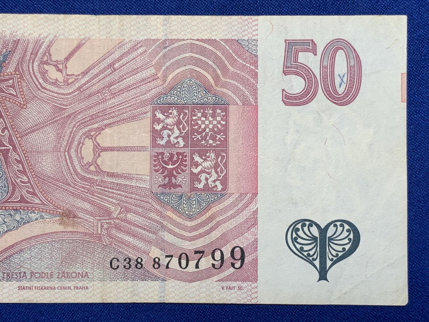 《竞宝斋》第274场- 周日，周一，周二  3场连拍 （全场包邮） 捷克共和国1997  50 克朗纸币