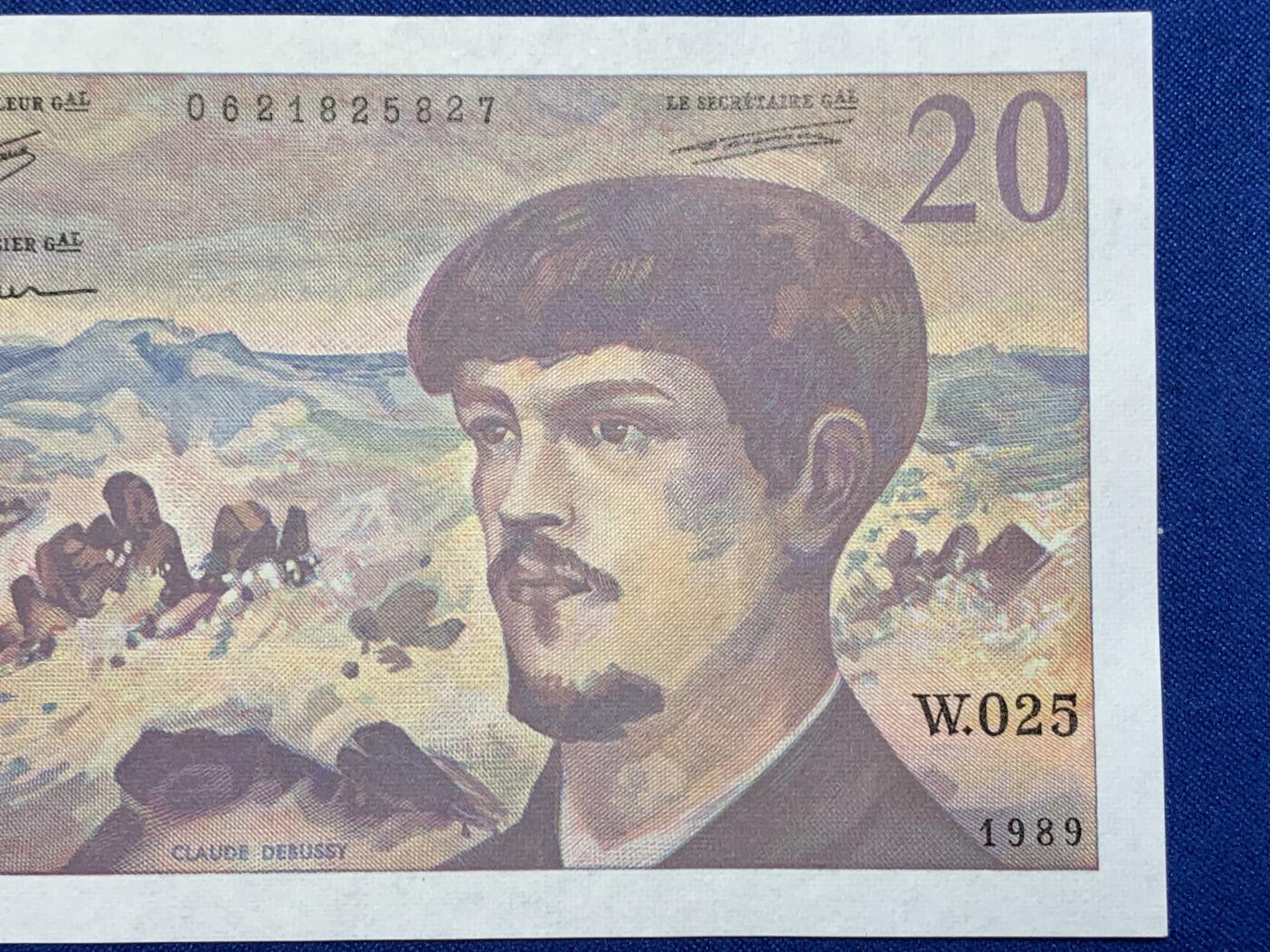 《竞宝斋》第274场- 周日，周一，周二  3场连拍 （全场包邮） 法国 1989 20法郎 纸币 状态不错