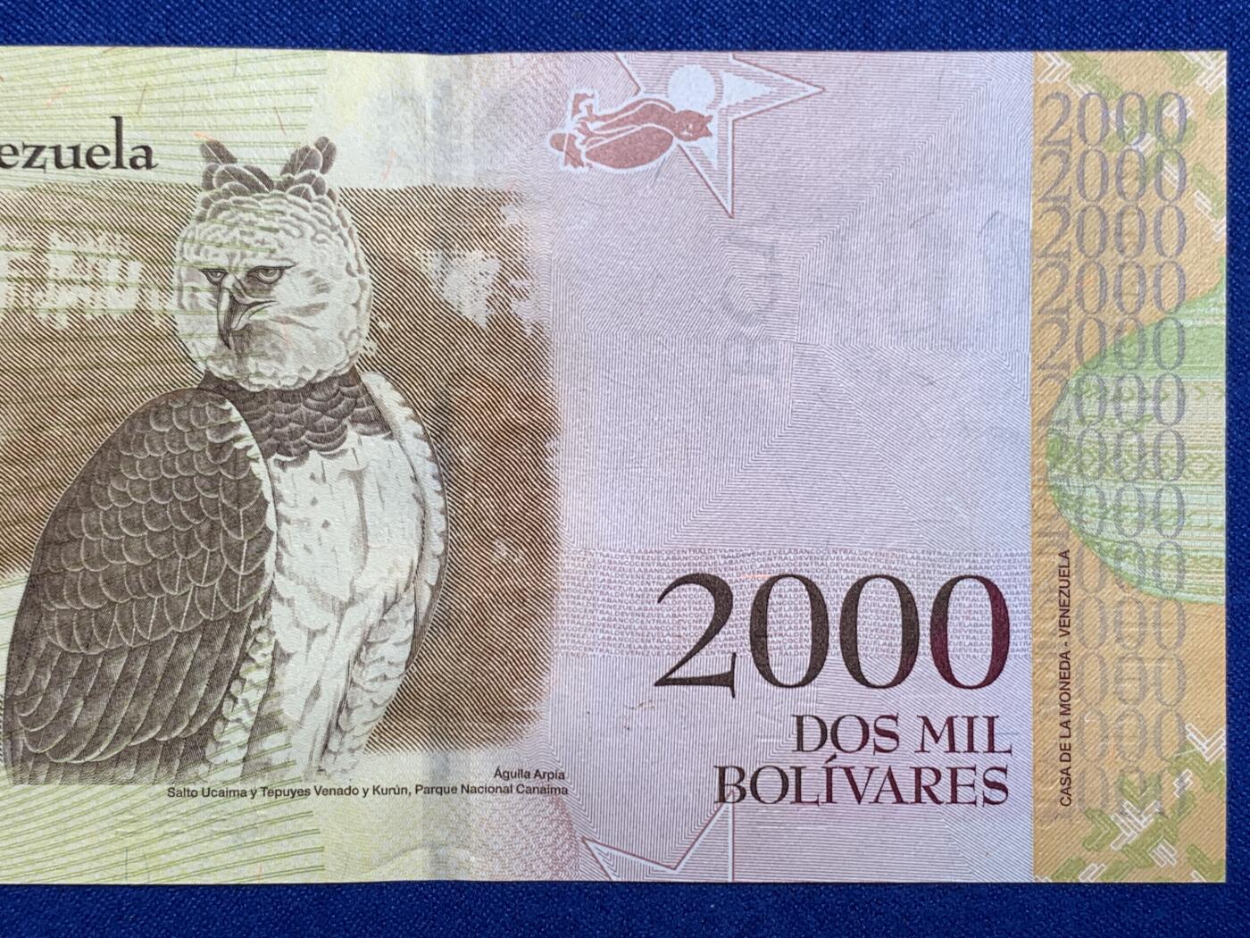 《竞宝斋》第274场- 周日，周一，周二  3场连拍 （全场包邮） 委内瑞拉 2016 2000玻利瓦尔 纸币