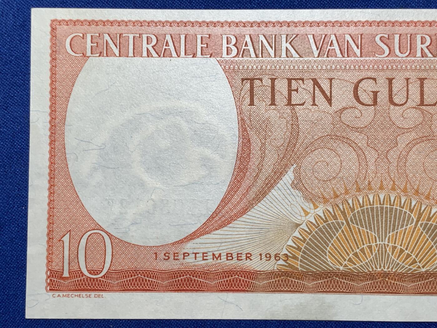 《竞宝斋》第274场- 周日，周一，周二  3场连拍 （全场包邮） 苏里南 1963年10盾 纸币