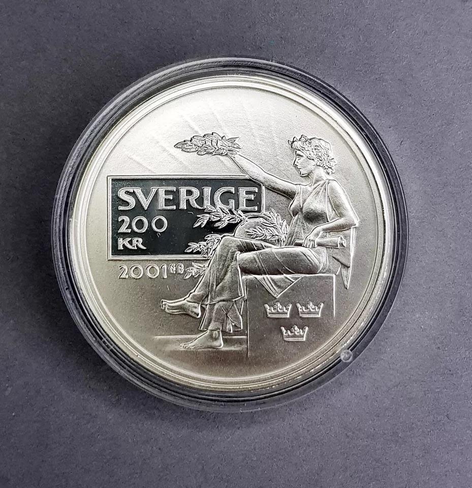 瑞典 2001年 200克朗 诺贝尔奖100周年纪念银币