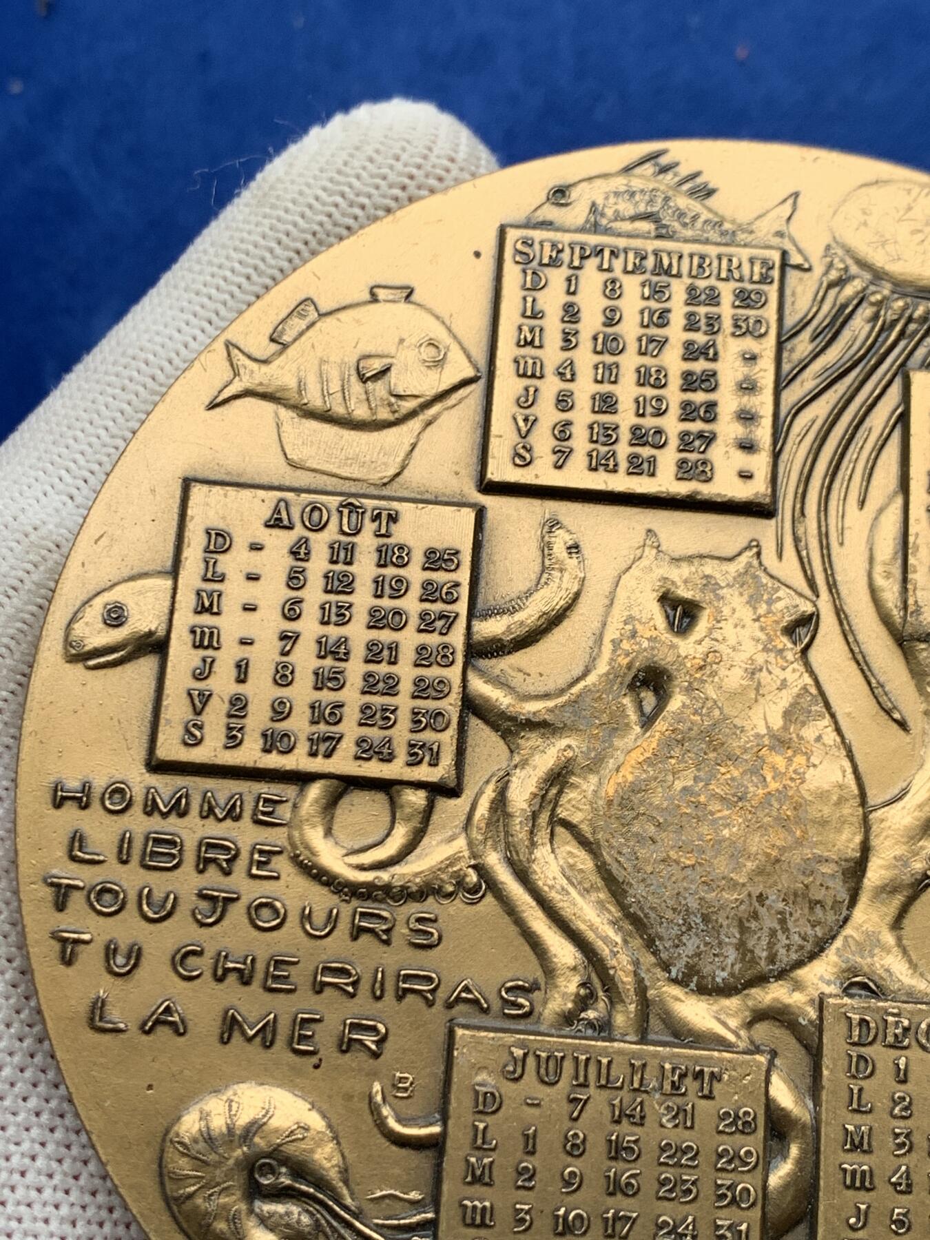 《竞宝斋》第274场- 周日，周一，周二  3场连拍 （全场包邮） 法国造币厂1996年青铜日历铜章 462.5克 94mm