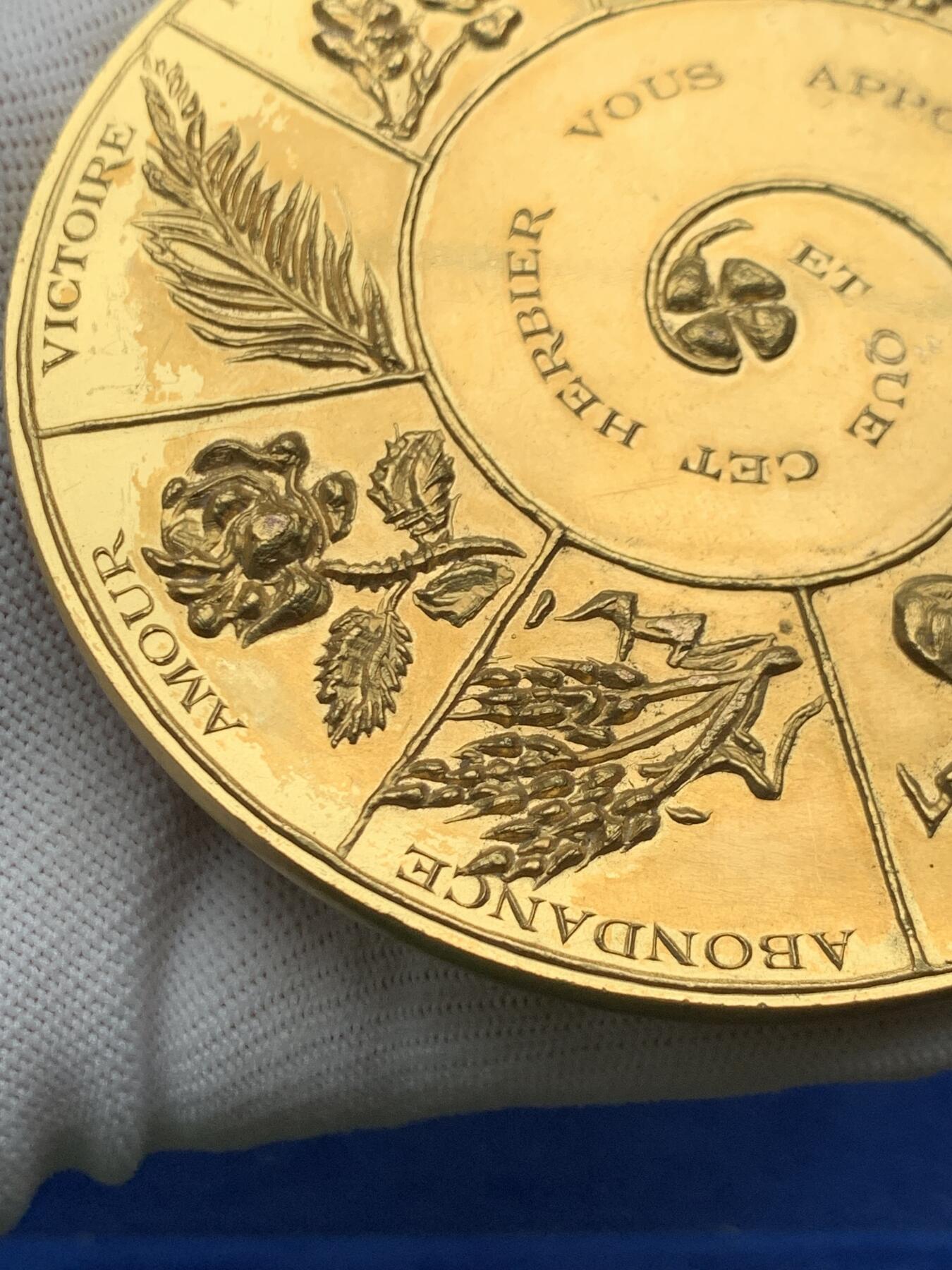 《竞宝斋》第274场- 周日，周一，周二  3场连拍 （全场包邮） 法国祝福铜章 373.4克 98mm