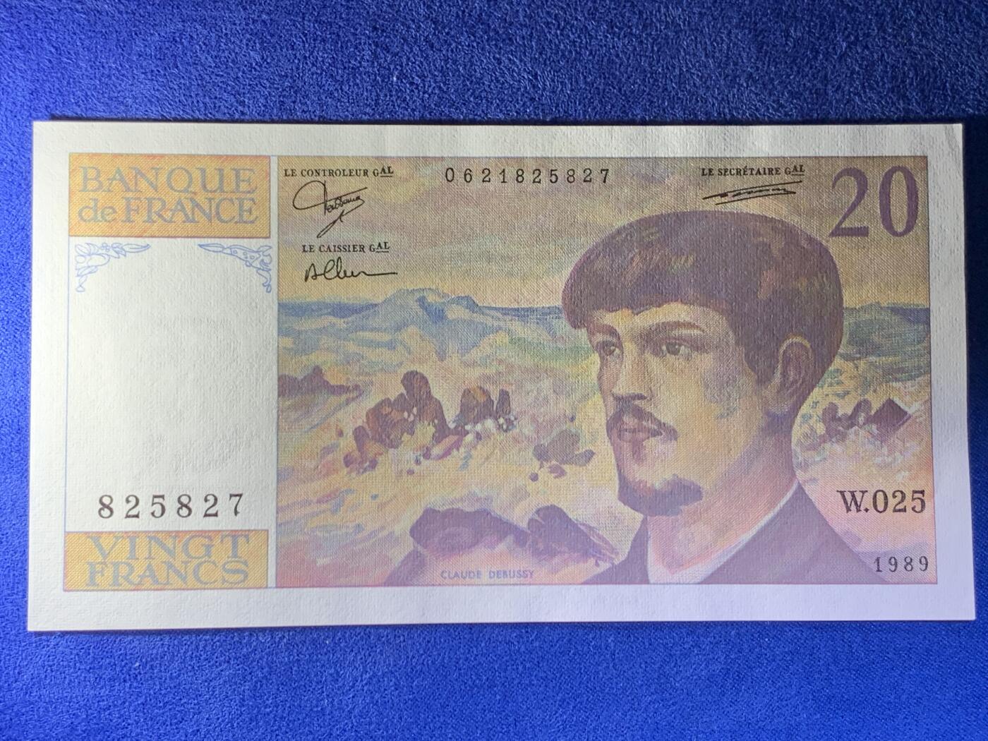 《竞宝斋》第274场- 周日，周一，周二  3场连拍 （全场包邮） 法国 1989 20法郎 纸币 状态不错