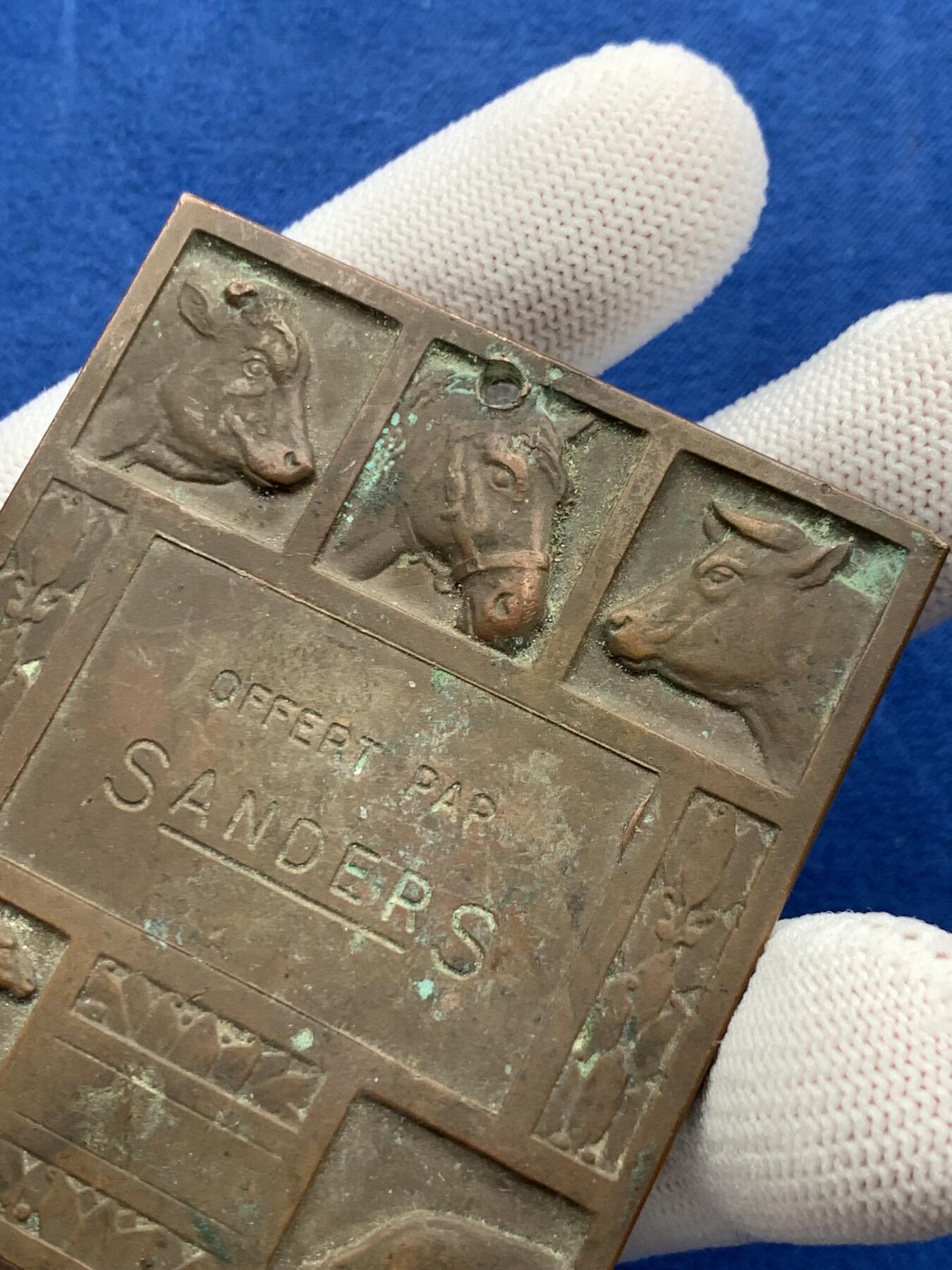 《竞宝斋》第274场- 周日，周一，周二  3场连拍 （全场包邮） 法国桑德斯畜牧饲料集团铜章 134.4克 65.4*56.5mm