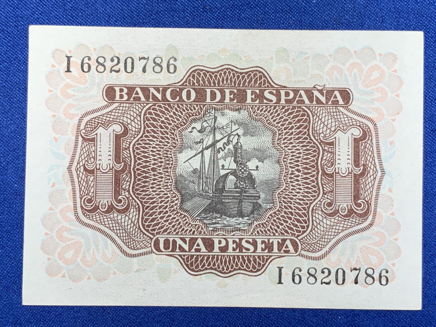 《竞宝斋》第274场- 周日，周一，周二  3场连拍 （全场包邮） 西班牙 1951年 唐吉坷德 1比塞塔 纸币