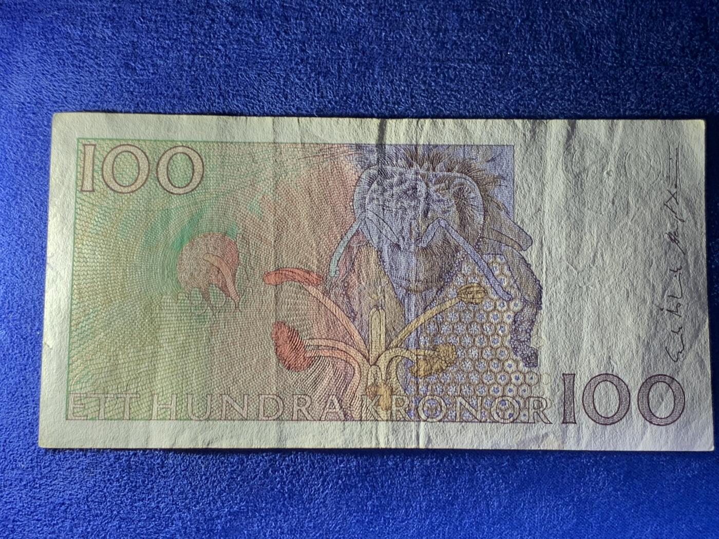 《竞宝斋》第274场- 周日，周一，周二  3场连拍 （全场包邮） 瑞典 1986-1992年 100瑞典克朗  纸币