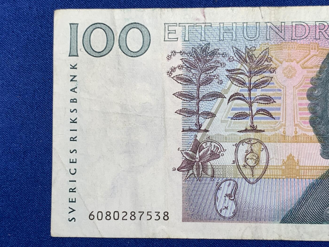 《竞宝斋》第274场- 周日，周一，周二  3场连拍 （全场包邮） 瑞典 1986-1992年 100瑞典克朗  纸币