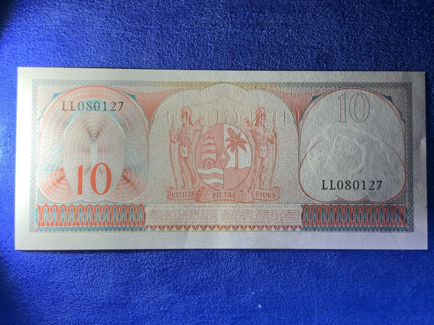 《竞宝斋》第274场- 周日，周一，周二  3场连拍 （全场包邮） 苏里南 1963年10盾 纸币