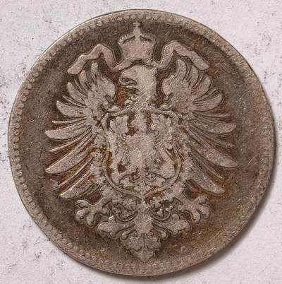 紫瑗钱币——第572期 - 德国 1875年 G版 第二帝国 短翅 1马克 5.5克 0.9银