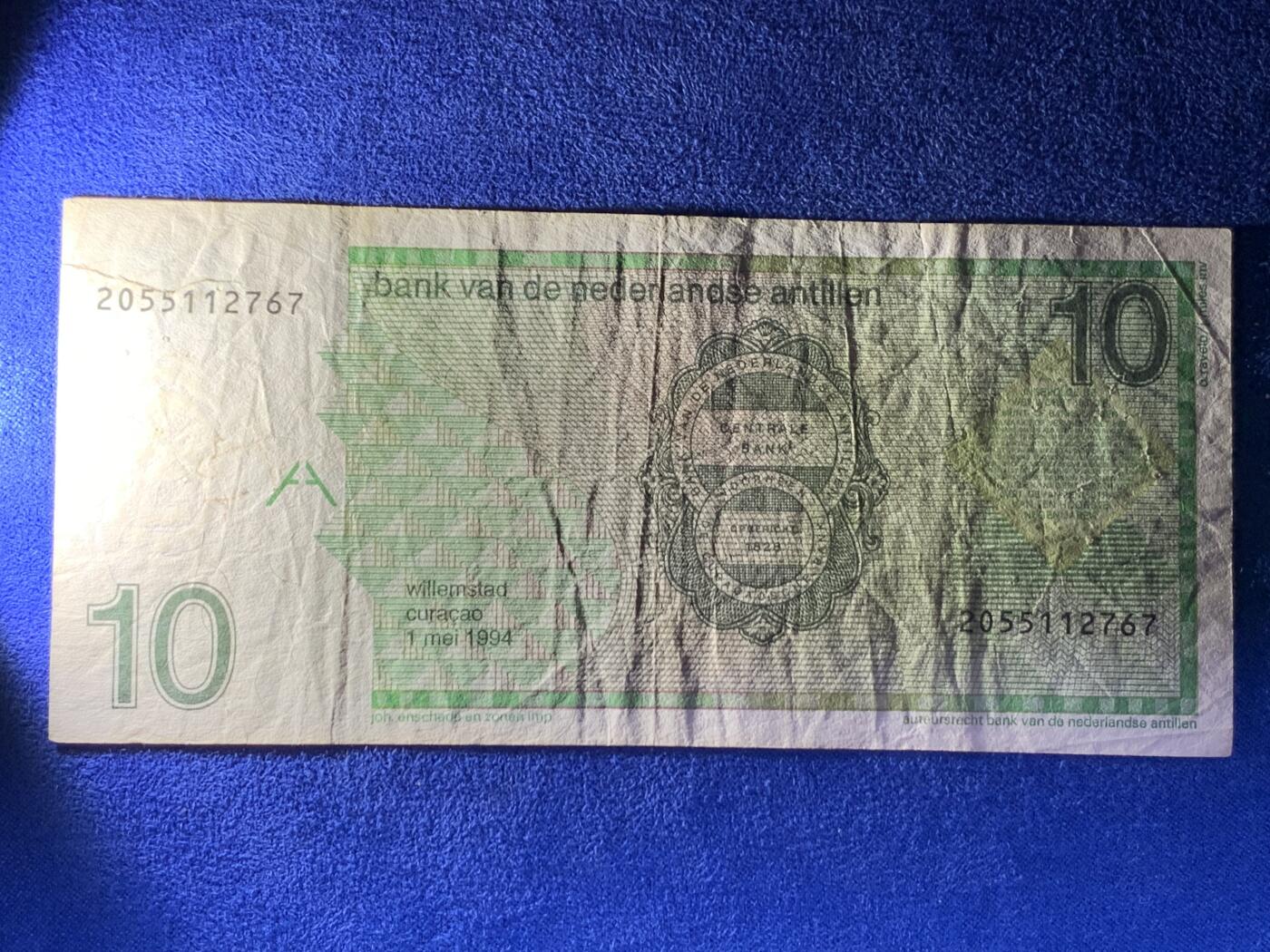 《竞宝斋》第274场- 周日，周一，周二  3场连拍 （全场包邮） 荷属安的列斯 10 盾纸币