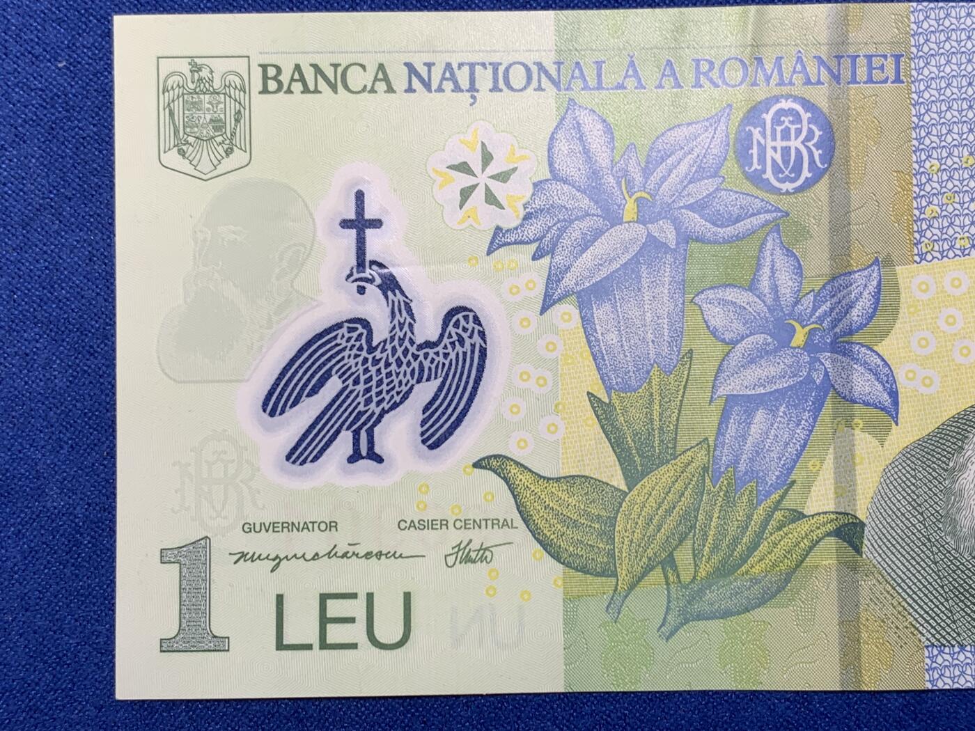 《竞宝斋》第274场- 周日，周一，周二  3场连拍 （全场包邮） 罗马尼亚 2005 年纸币 1列伊 细节见图