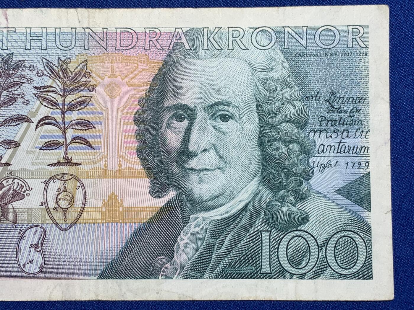 《竞宝斋》第274场- 周日，周一，周二  3场连拍 （全场包邮） 瑞典 1986-1992年 100瑞典克朗  纸币