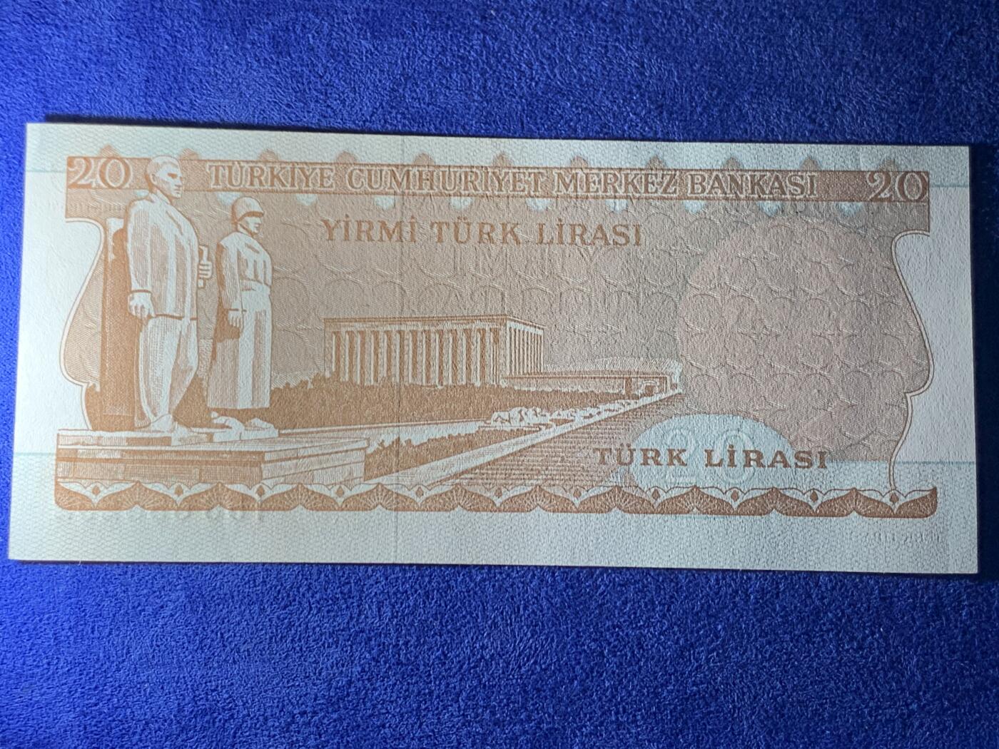 《竞宝斋》第274场- 周日，周一，周二  3场连拍 （全场包邮） 土耳其1970年20里拉纸币