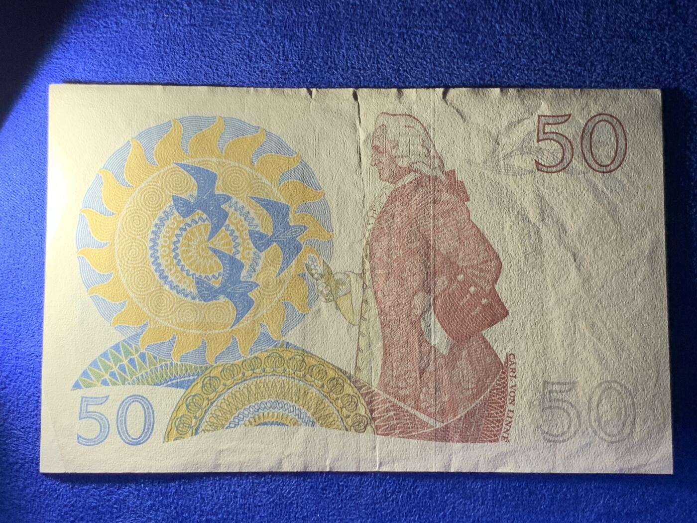 《竞宝斋》第274场- 周日，周一，周二  3场连拍 （全场包邮） 瑞典1974年50克朗 纸币 细节如图