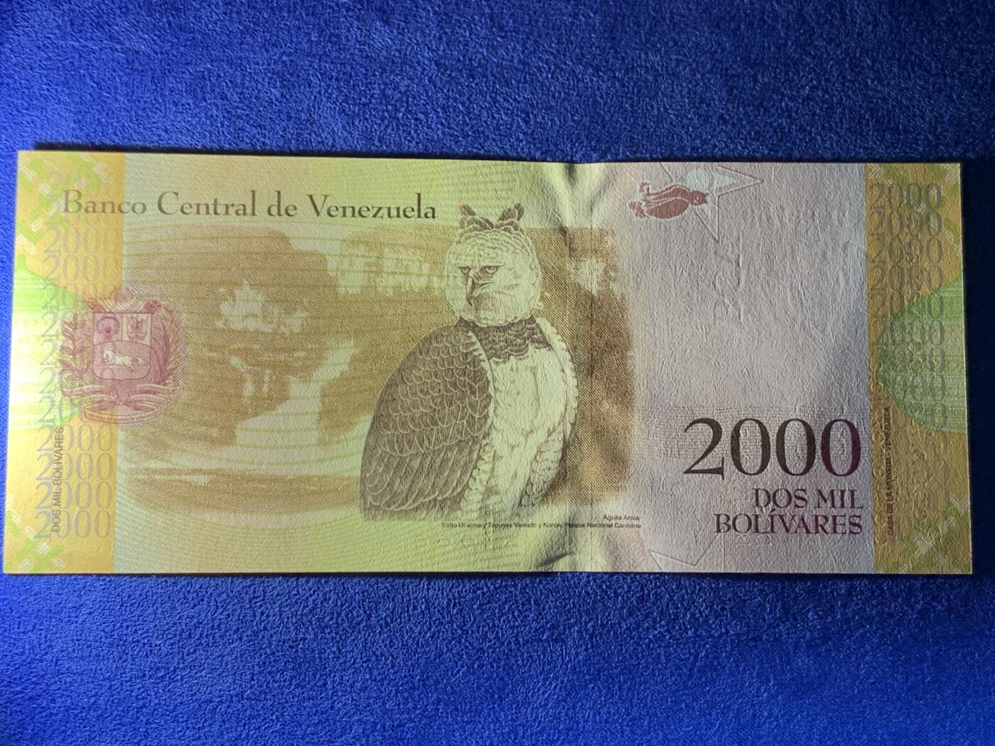 《竞宝斋》第274场- 周日，周一，周二  3场连拍 （全场包邮） 委内瑞拉 2016 2000玻利瓦尔 纸币