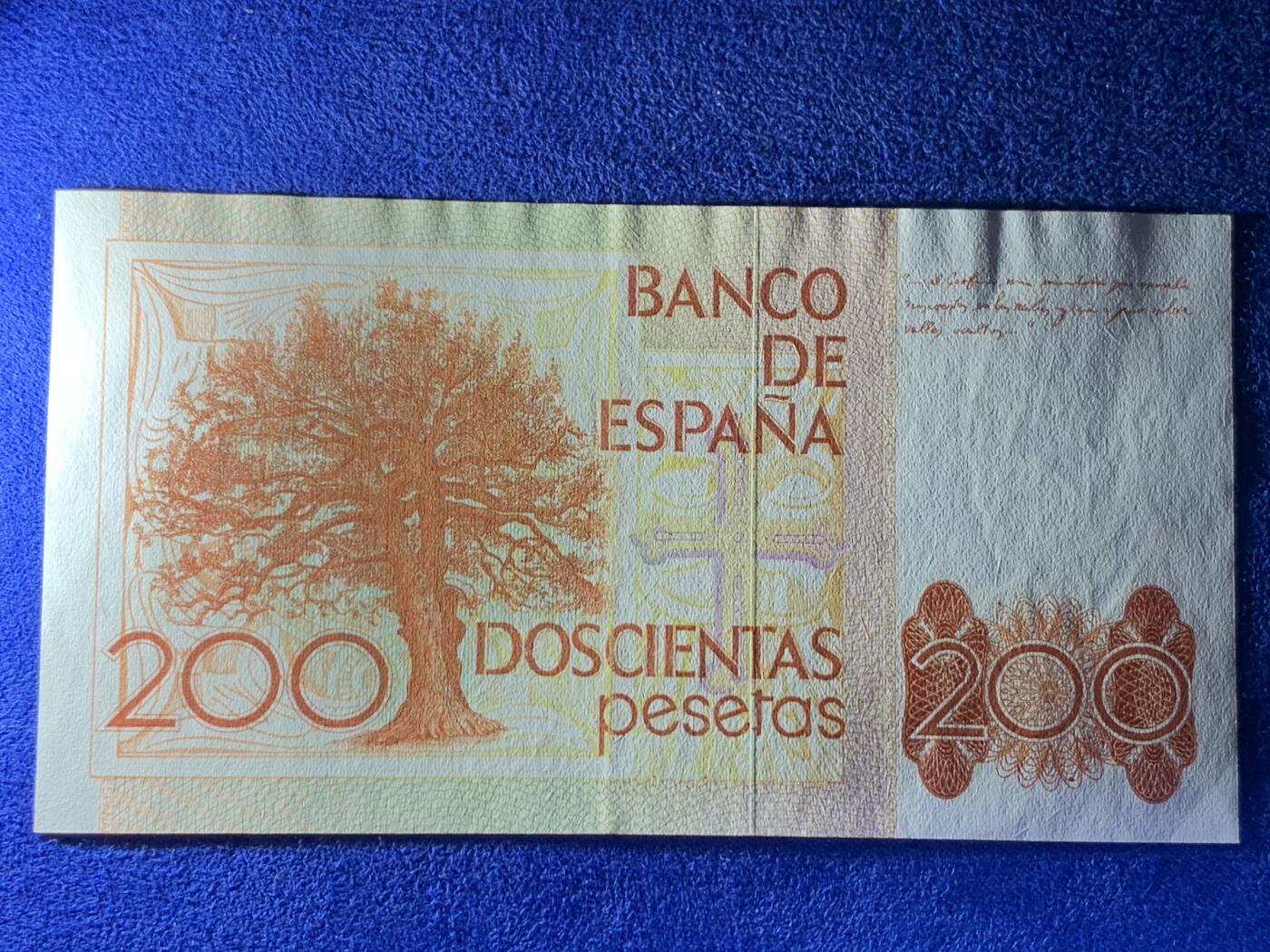 《竞宝斋》第274场- 周日，周一，周二  3场连拍 （全场包邮） 西班牙1980  利奥波多·加西德·拉斯阿拉斯 200比塞塔 纸币 细节见图