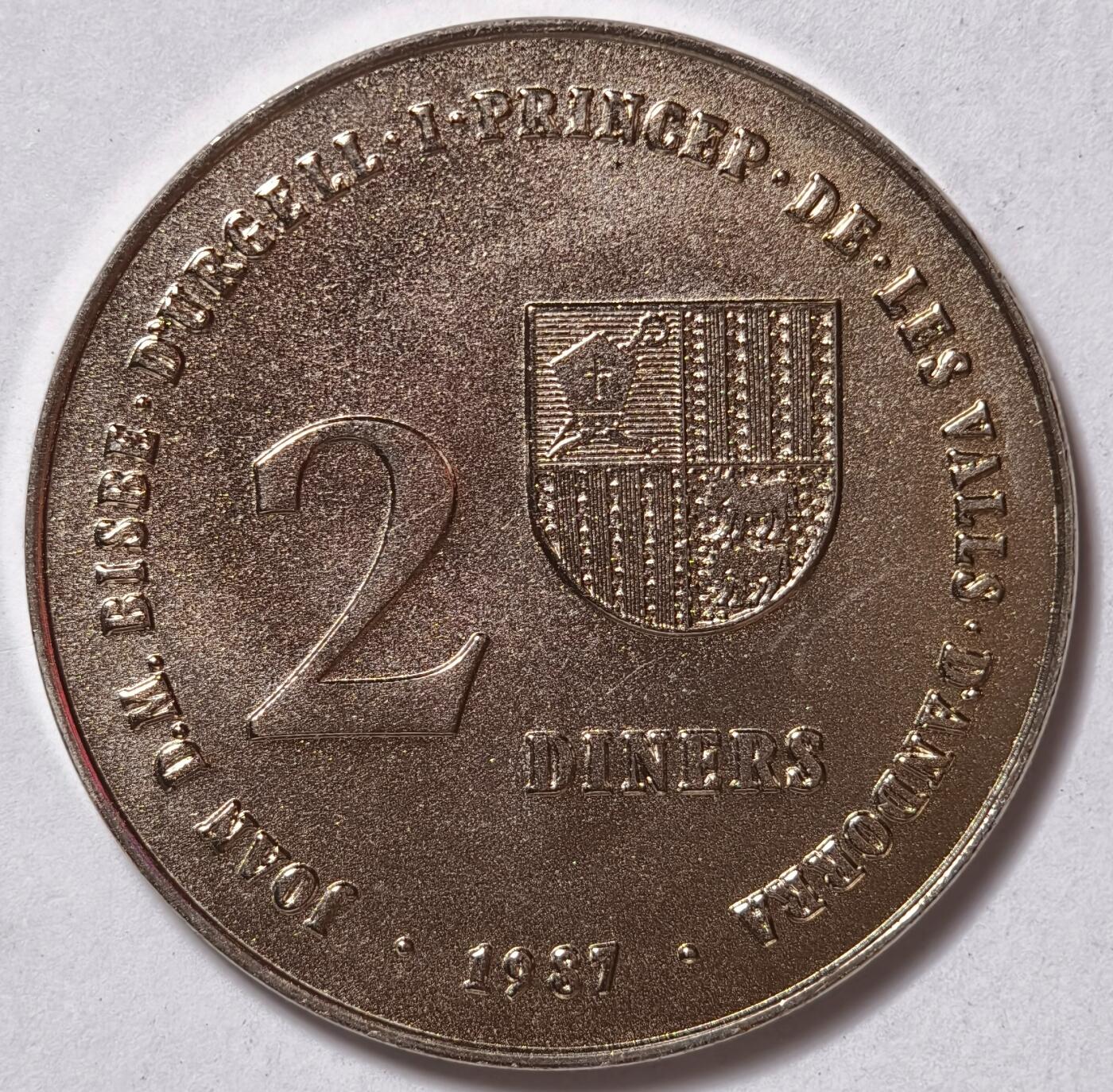 紫瑗钱币——第376期拍卖 安道尔 1987年 1992巴塞罗那奥运会 2第纳尔 镍币 UNC