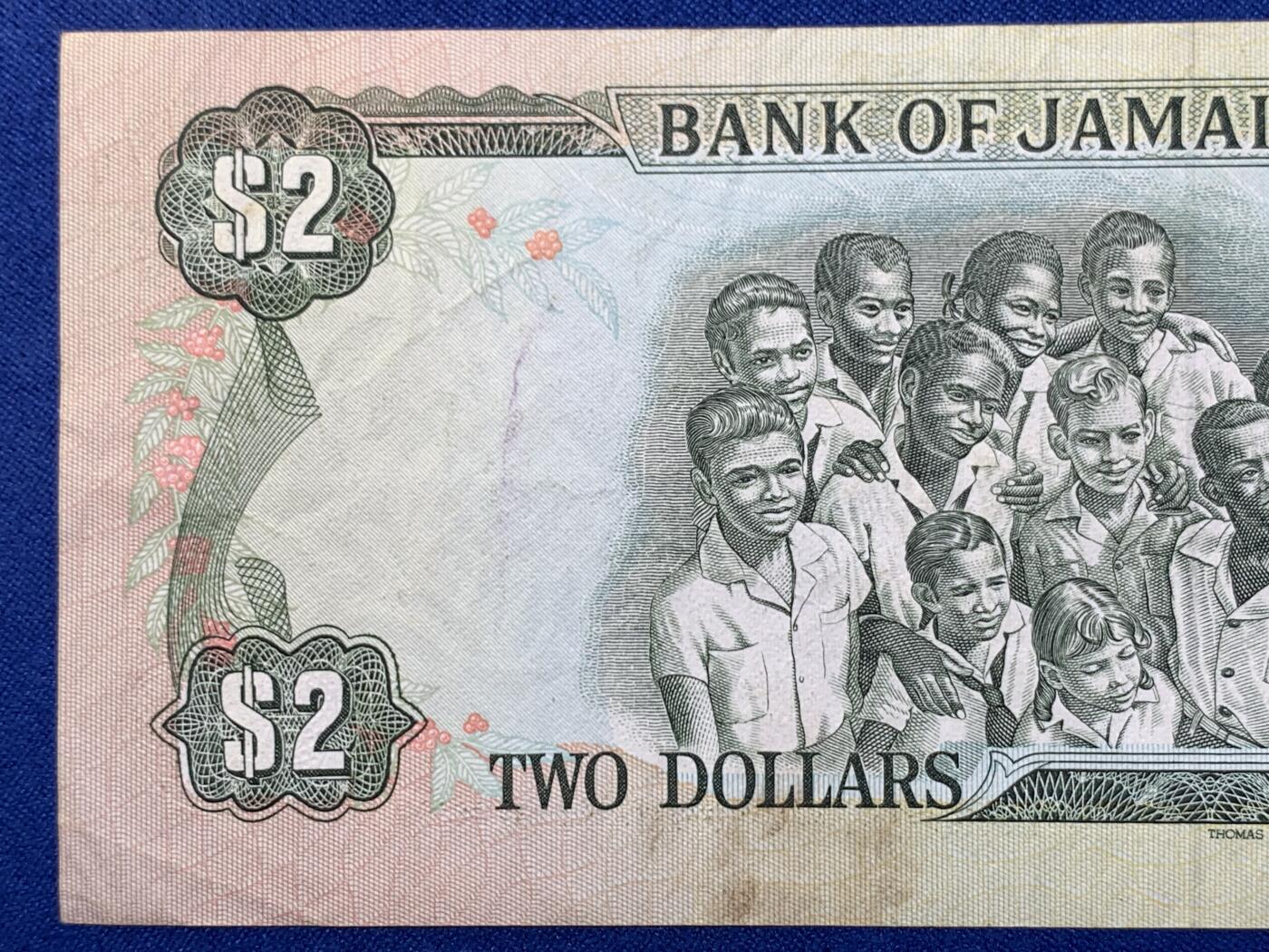 《竞宝斋》第274场- 周日，周一，周二  3场连拍 （全场包邮） 牙买加 2元纸币 细节见图