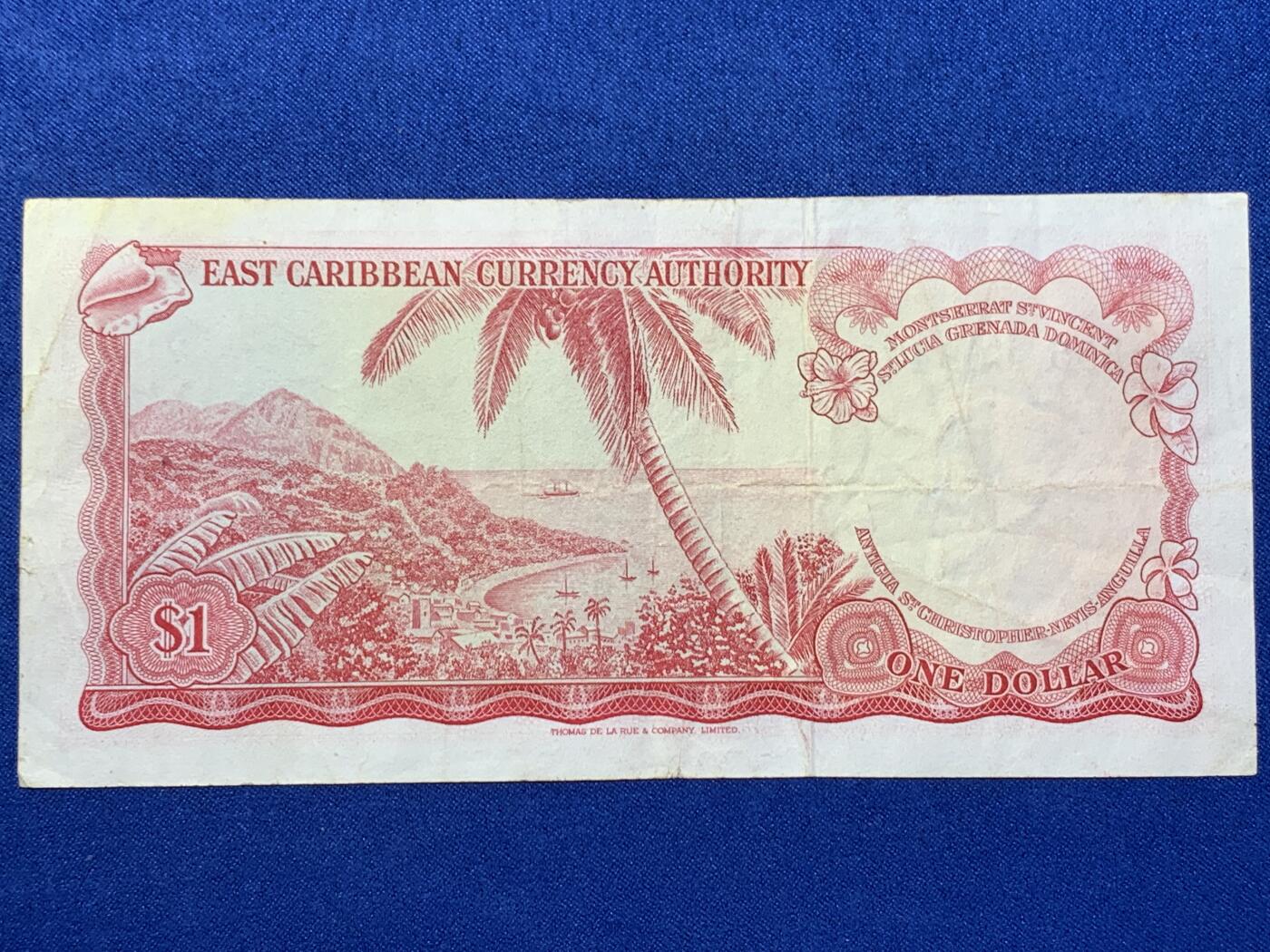 《竞宝斋》第274场- 周日，周一，周二  3场连拍 （全场包邮） 东加勒比1965年1元纸币 细节见图