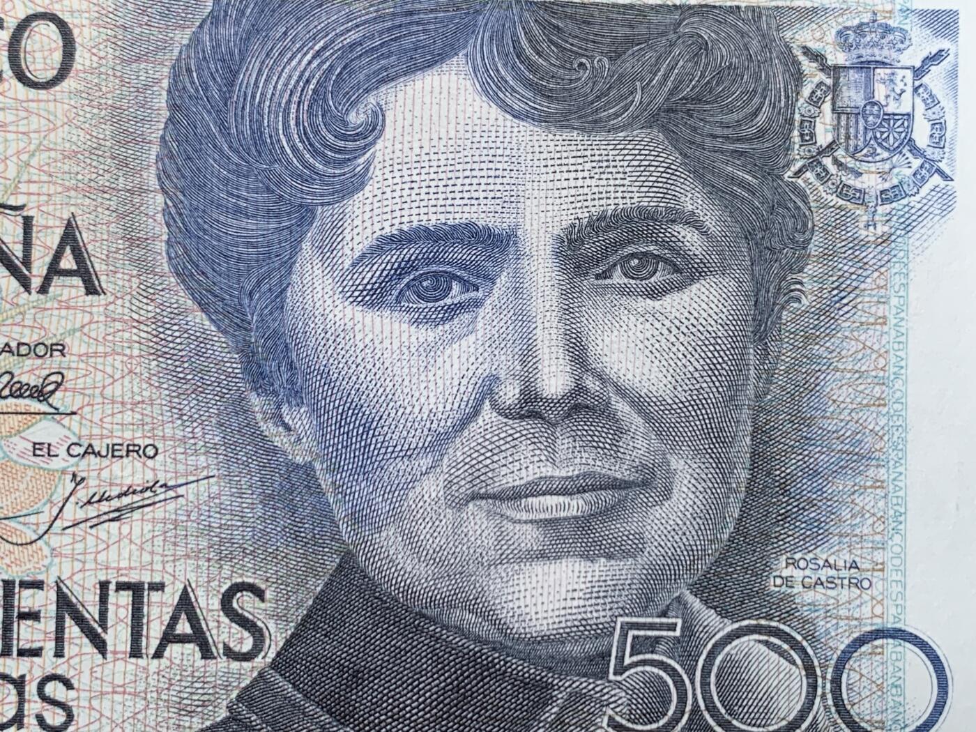 《竞宝斋》第274场- 周日，周一，周二  3场连拍 （全场包邮） 西班牙 1979 年 罗莎莉亚·德·卡斯特罗 500比塞塔 细节见图