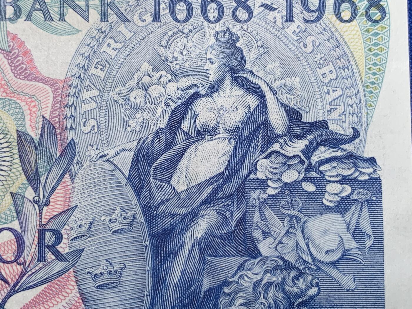 《竞宝斋》第274场- 周日，周一，周二  3场连拍 （全场包邮） 1968年 瑞典10克朗 纸币 细节见图