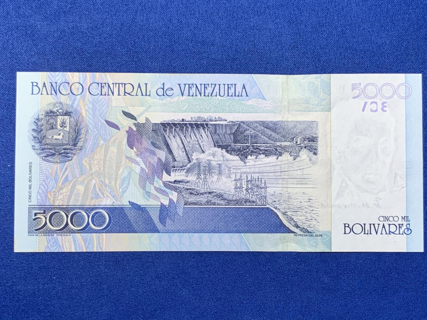 《竞宝斋》第274场- 周日，周一，周二  3场连拍 （全场包邮） 委内瑞拉 2004 5000玻利瓦尔 纸币