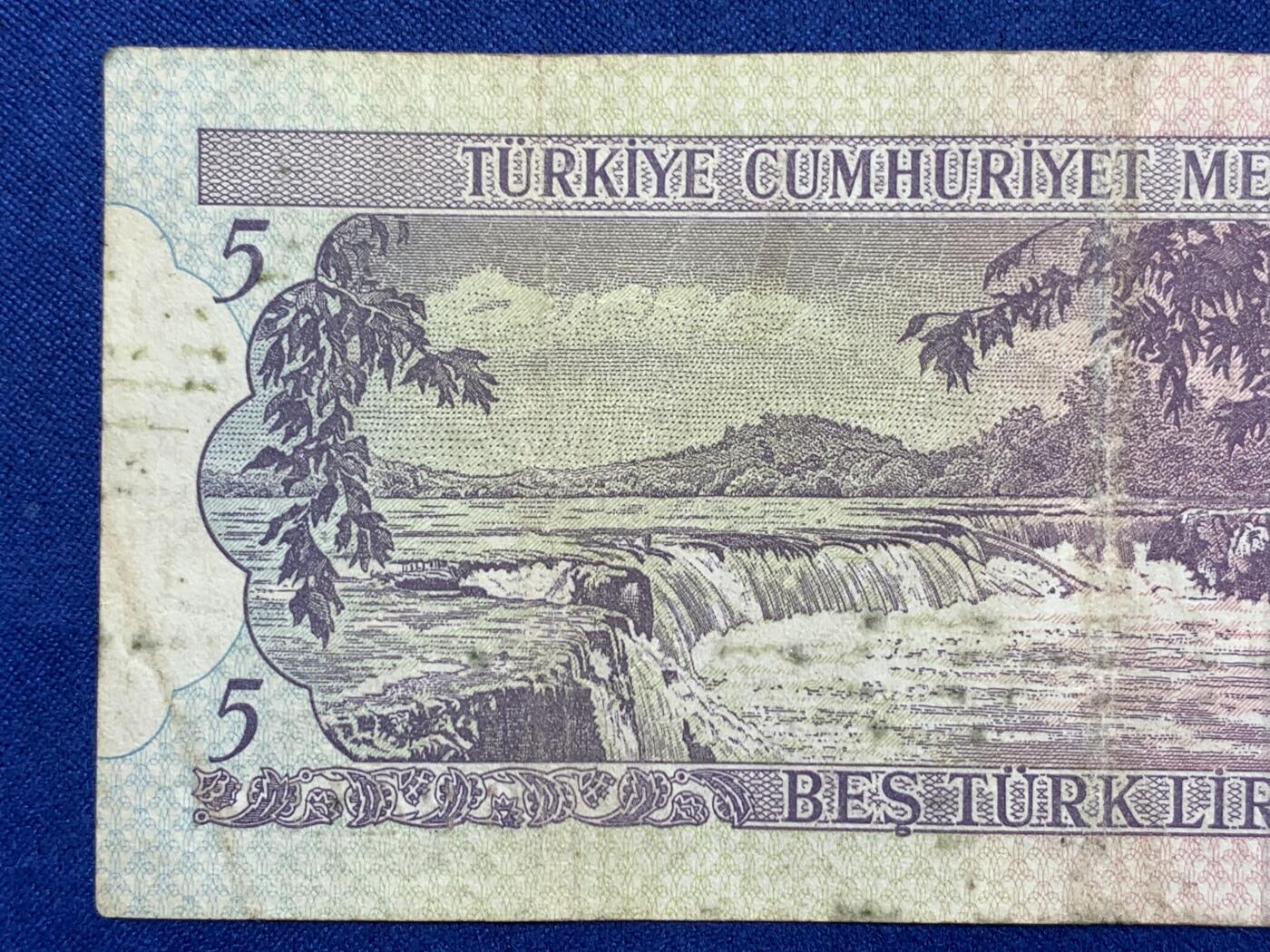 《竞宝斋》第274场- 周日，周一，周二  3场连拍 （全场包邮） 土耳其 1930年5里尔 纸币 细节见图