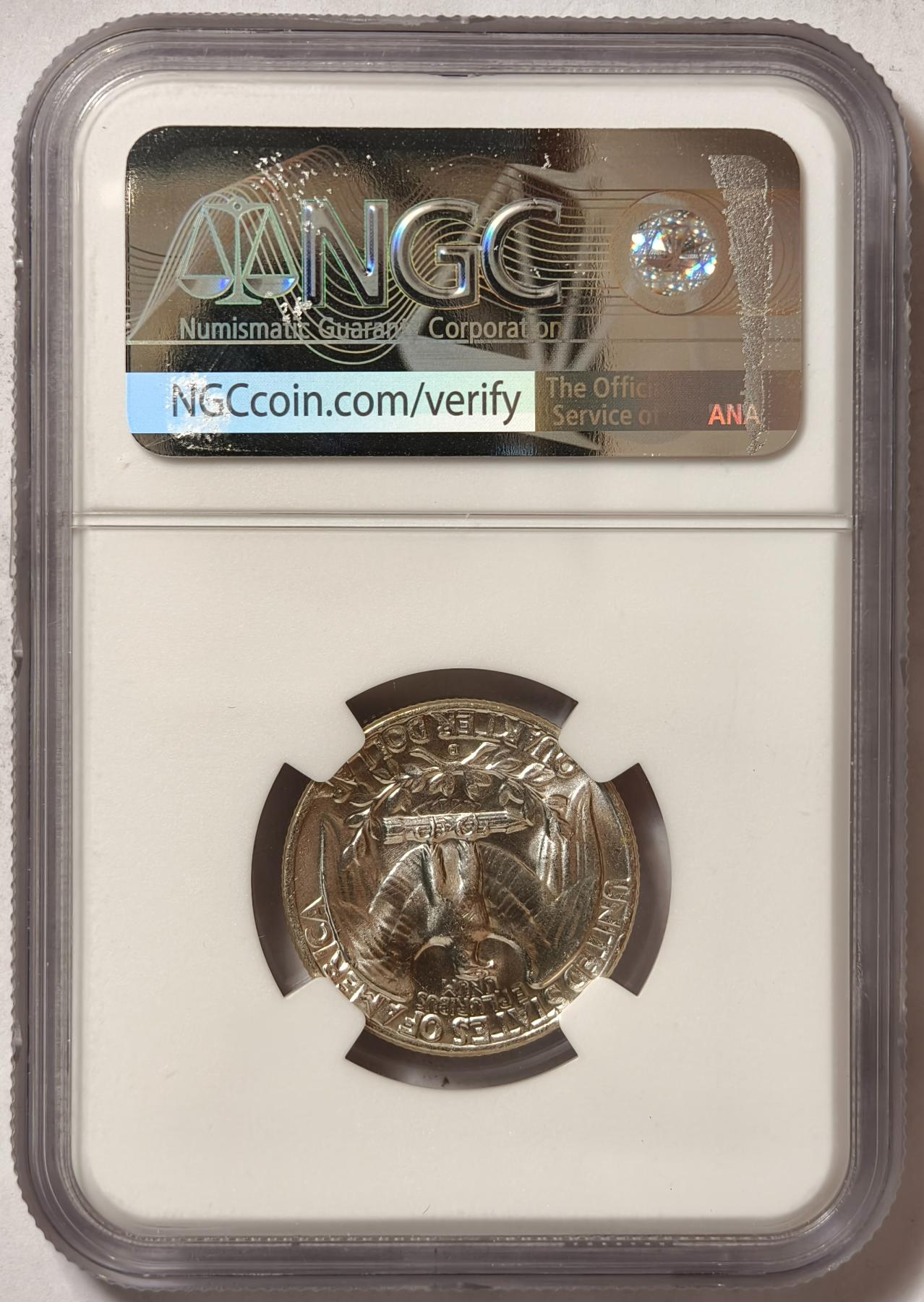 紫瑗钱币——第470期 美国 1957年 D版 华盛顿 25美分 银币 NGC MS64