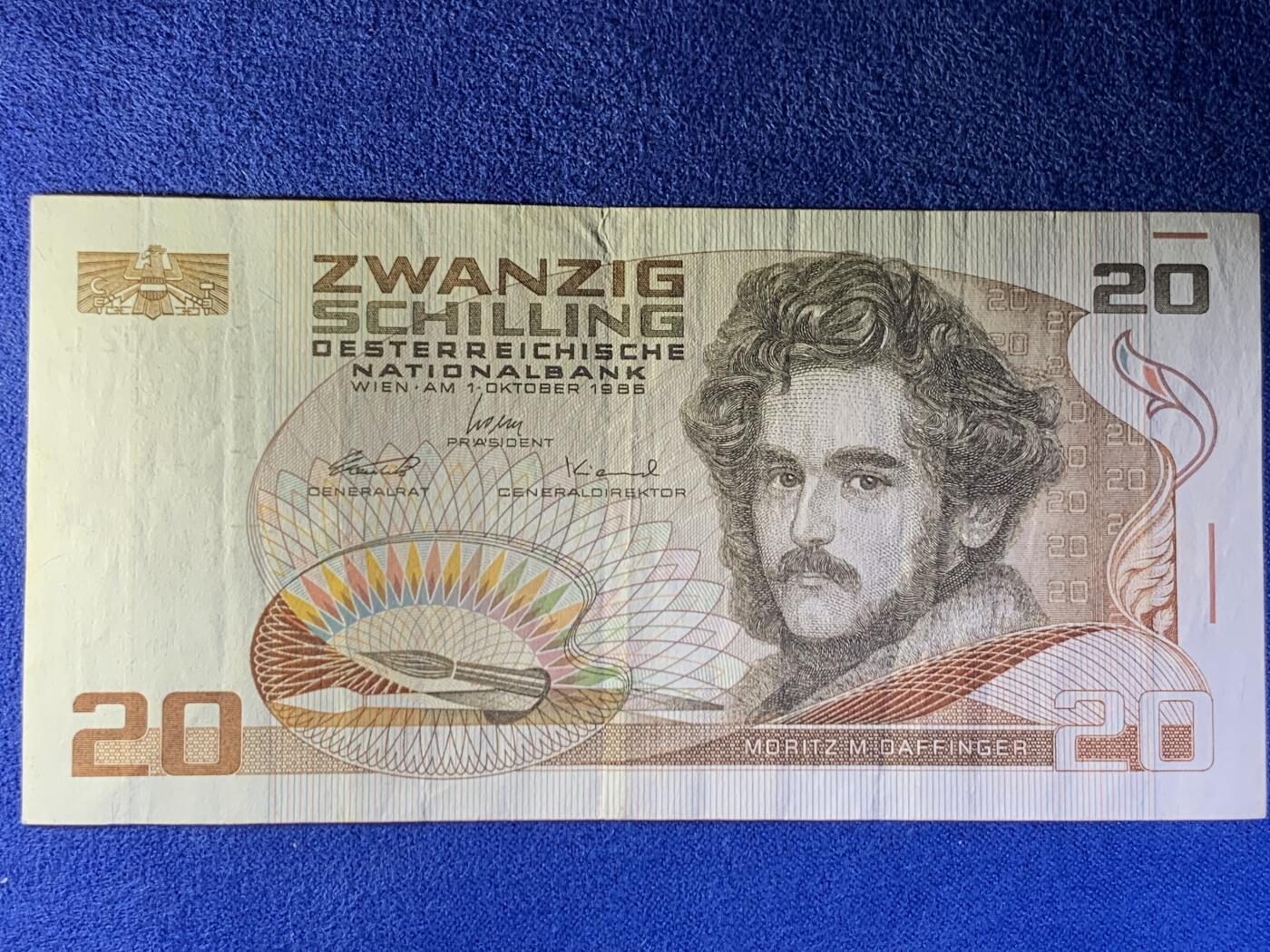 《竞宝斋》第274场- 周日，周一，周二  3场连拍 （全场包邮） 奥地利 1986 20先令 纸币