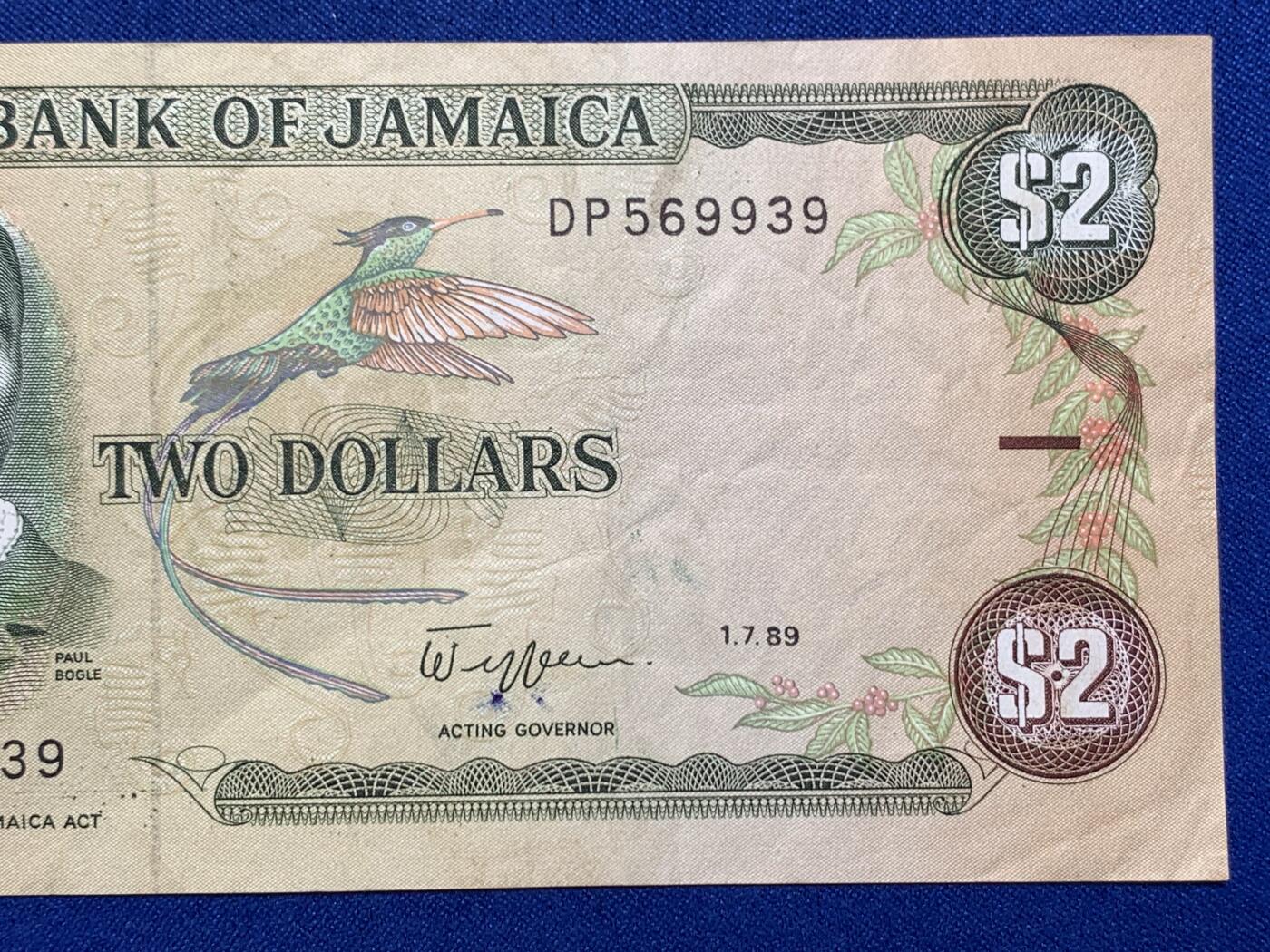 《竞宝斋》第274场- 周日，周一，周二  3场连拍 （全场包邮） 牙买加 2元纸币 细节见图