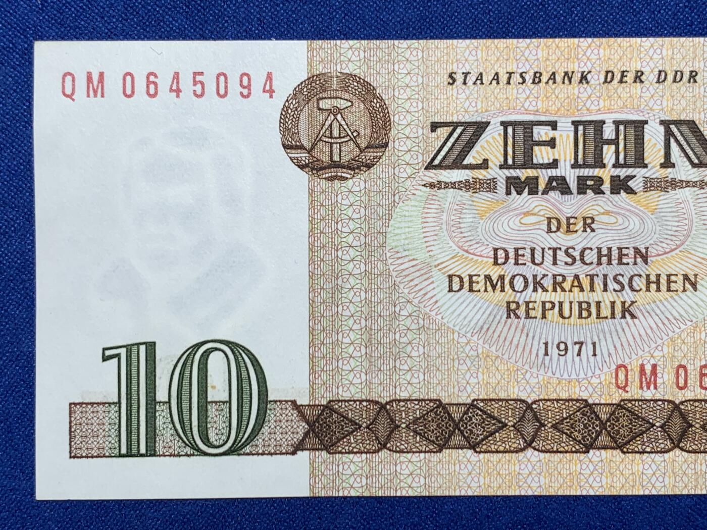《竞宝斋》第274场- 周日，周一，周二  3场连拍 （全场包邮） 民主德国 东德 1971 10马克 纸币