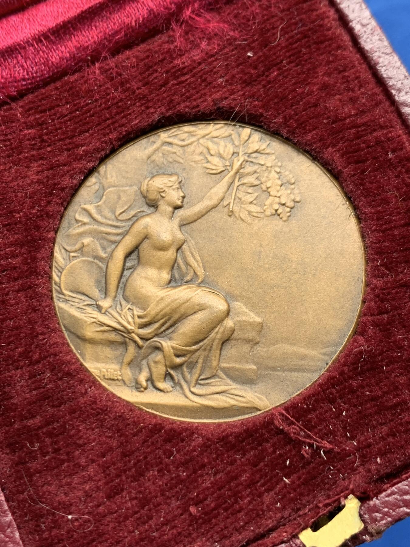 《竞宝斋》第274场- 周日，周一，周二  3场连拍 （全场包邮） 法国巴黎第十一区学校基金铜章 15.4克 33.6mm