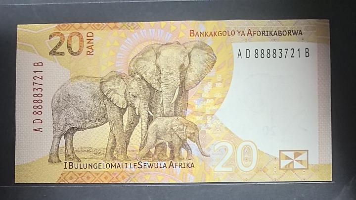 南非2023年20兰特 P-W149 8888狮子头 无4 非洲纸币 实物图 UNC