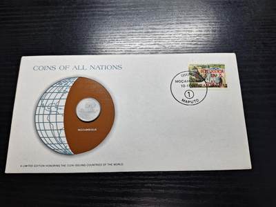 博彦收藏  11月8日 8点 首日封专场 - 莫桑比克 邮票/钱币 纪念封一枚