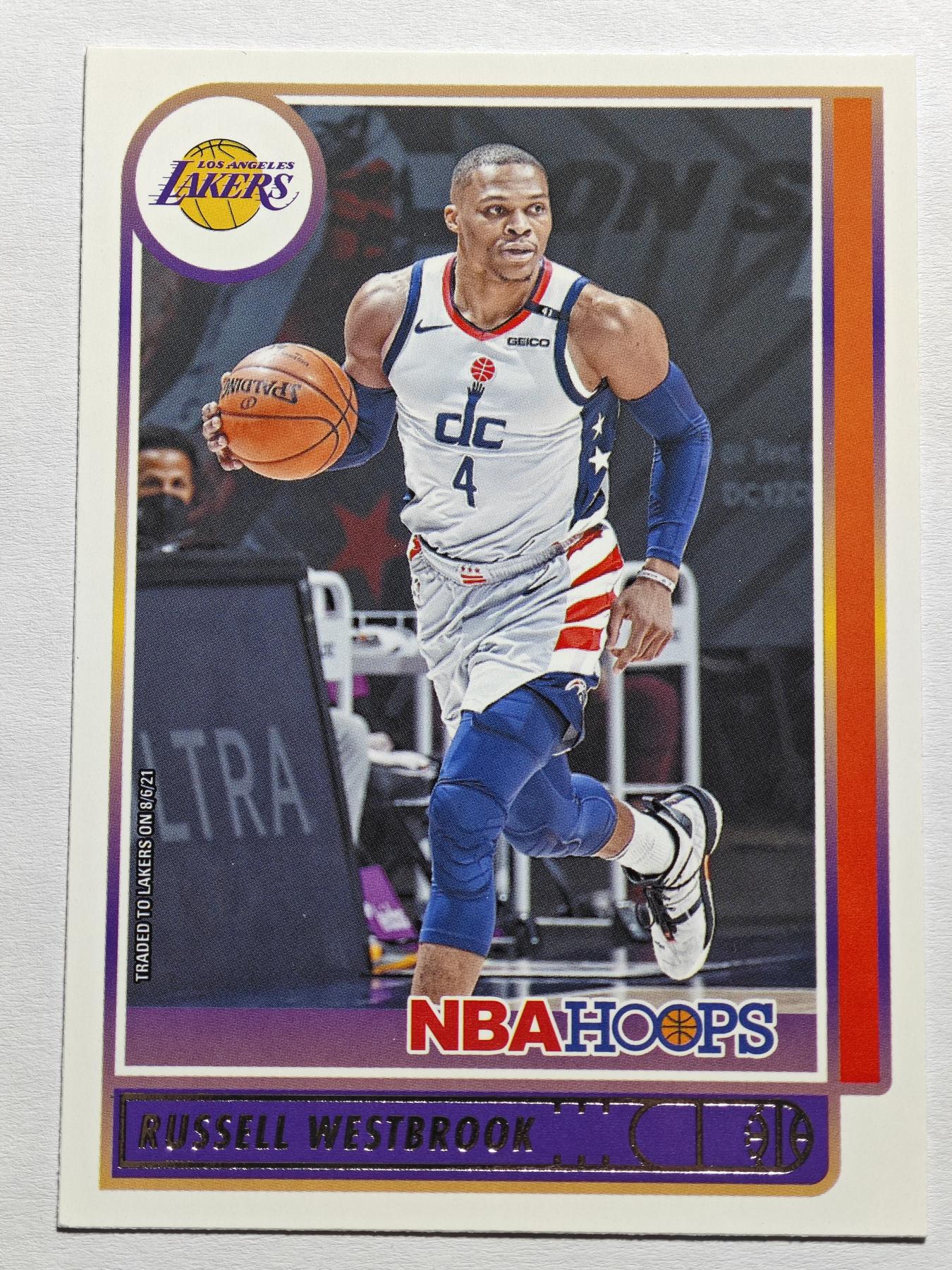 【德藏】 卡牌拍卖第13期【无每件最低收费❗️】 NBA 2021-22年 PANINI HOPPS 湖人 拉塞尔·威斯布鲁克 (本卡包装为全新：卡膜、卡夹、卡夹膜)