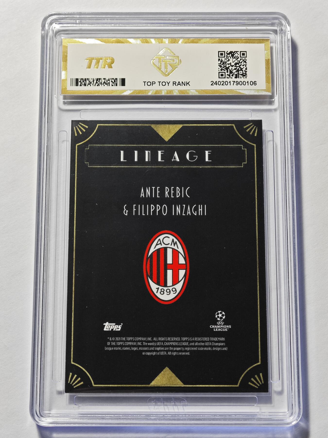 【德藏】 卡牌拍卖第13期【无每件最低收费❗️】 欧冠 2021 Topps LINEAGE AC米兰 安特·雷比奇 & 菲利波·因扎吉 99编 双人特卡 TTR 9