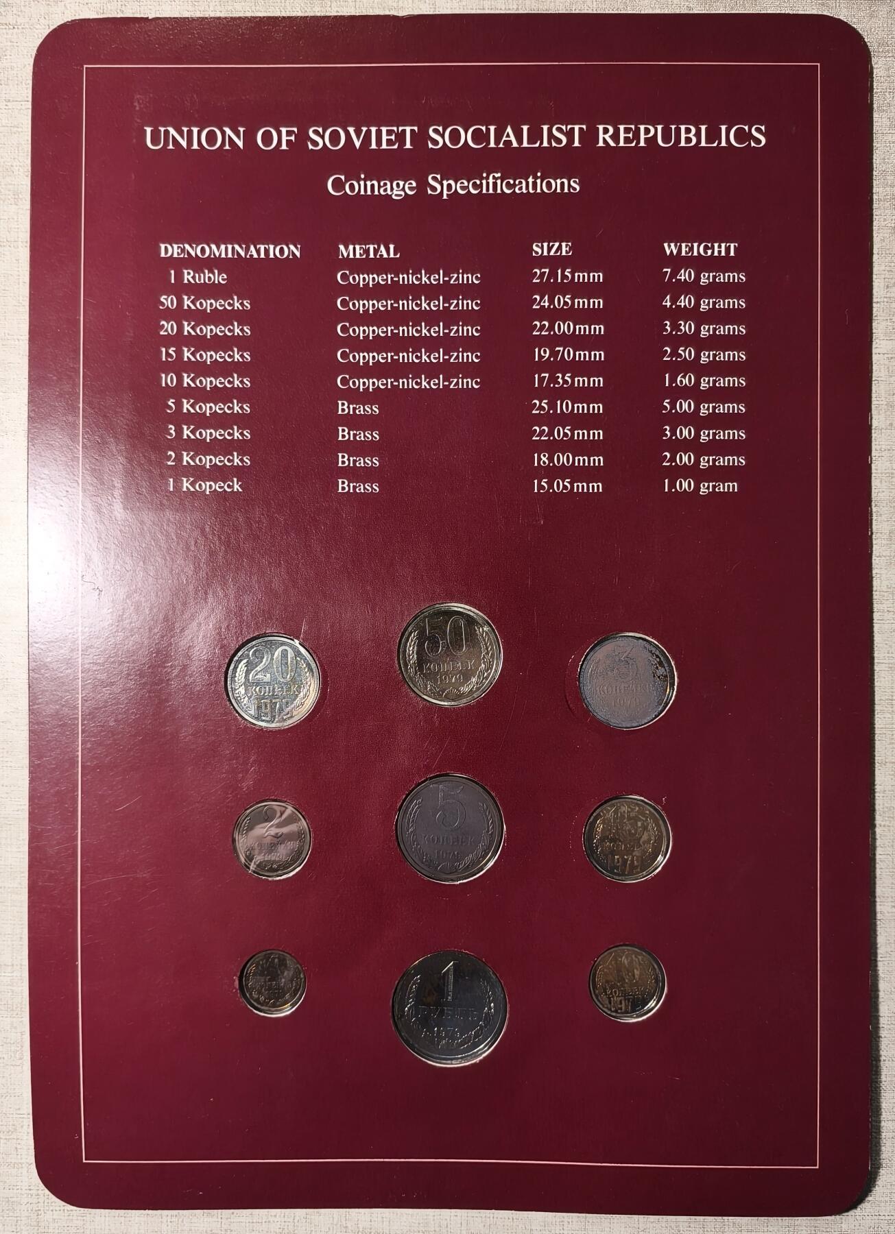 硬币专场240530第一场 苏联富兰克林9枚全套（品相如图，有个别严重氧化）