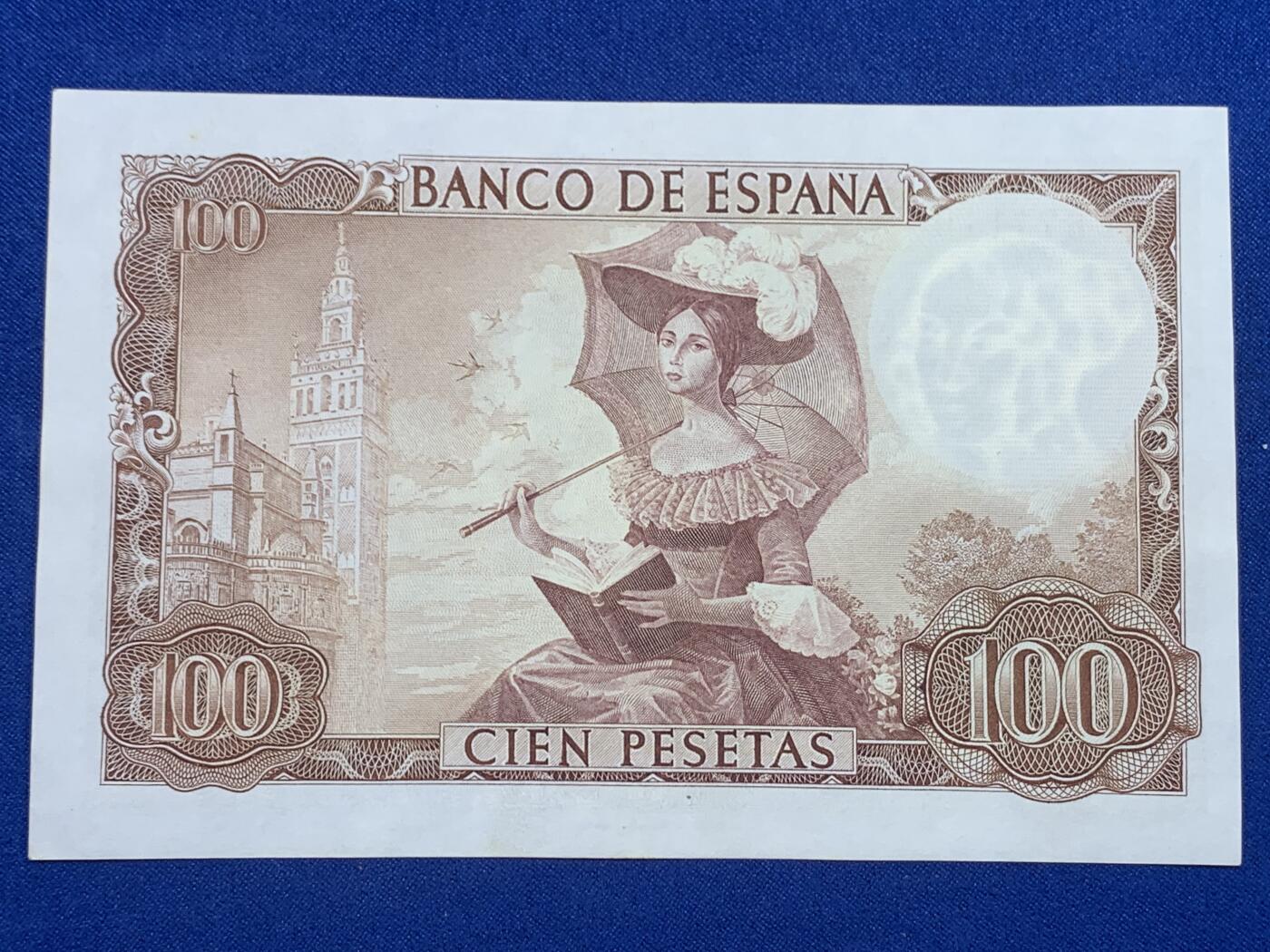 《竞宝斋》第274场- 周日，周一，周二  3场连拍 （全场包邮） 西班牙 1965年 古斯塔沃·阿道夫·贝克凯尔 100比塞塔 纸币