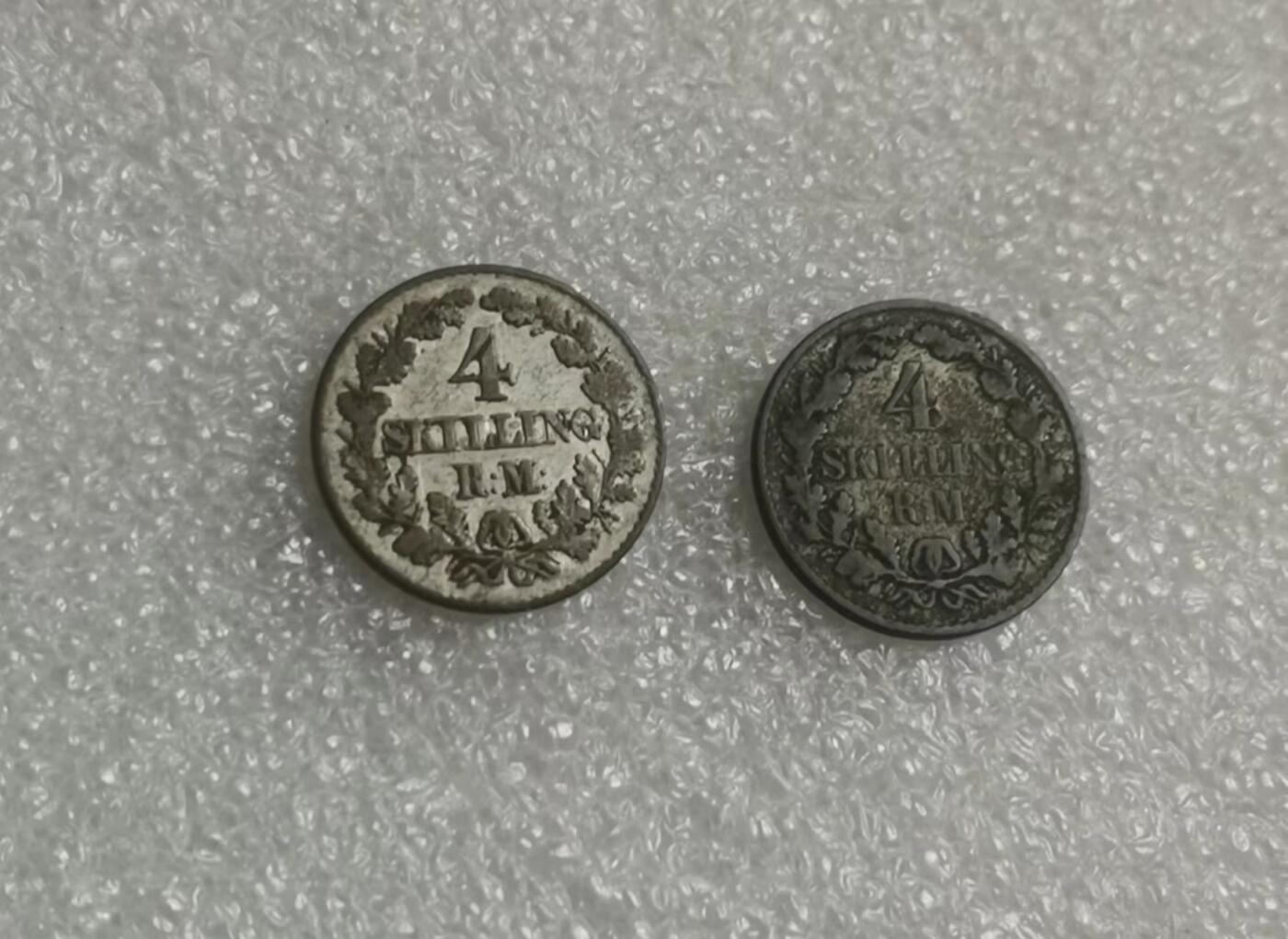 瓶子🏺第143期拍卖会 丹麦 1854年-1856年4斯克林银币2枚
