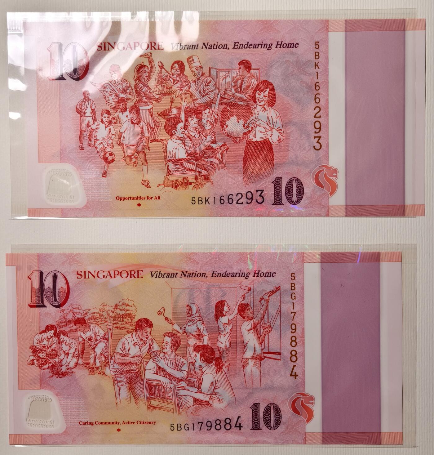 紫瑗钱币——第359期拍卖——纸币场 新加坡 2015年 建国50周年 纪念钞 10 50元 一套6枚 共100新币 原册 UNC