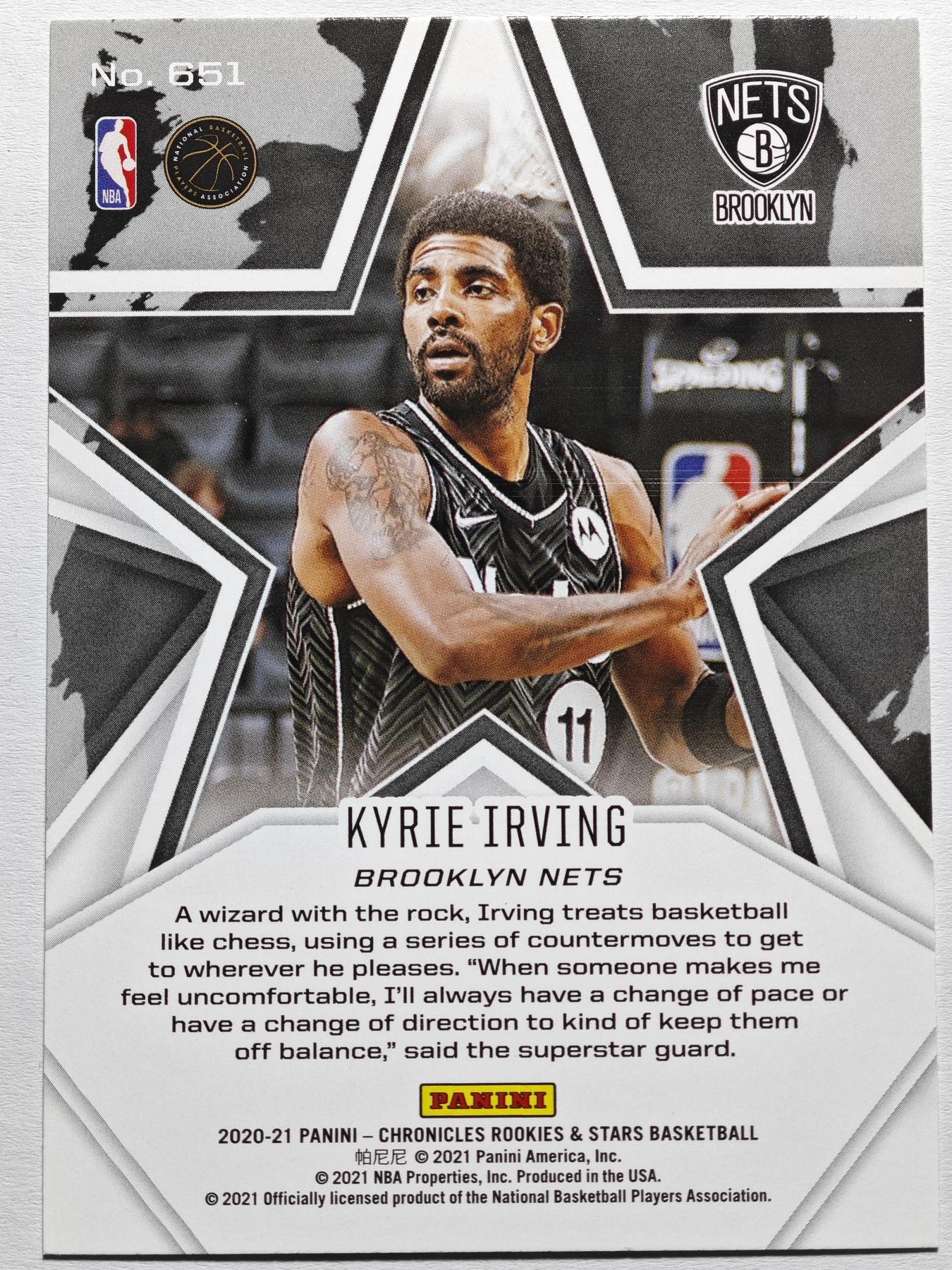 【德藏】 卡牌拍卖第13期【无每件最低收费❗️】 NBA 2020-21年 PANINI Chronicles 篮网 凯里·欧文 特卡 (本卡包装为全新：卡膜、卡夹、卡夹膜)