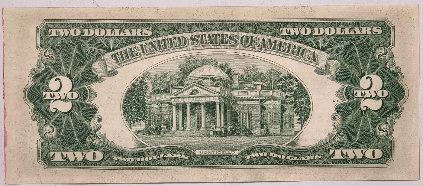 紫瑗钱币——第359期拍卖——纸币场  美国 1953年 C序列 托马斯·杰斐逊 2美元 红印 政府券 AU