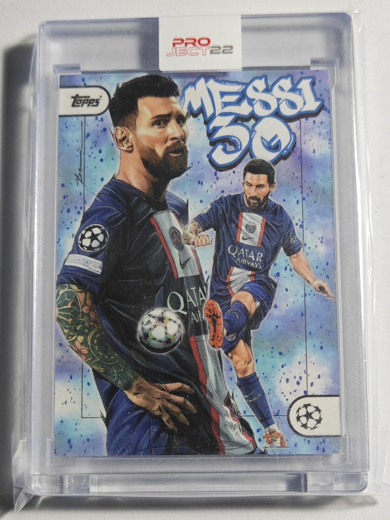 【德藏】 卡牌拍卖第13期【无每件最低收费❗️】 欧冠 2022 Topps 巴黎圣日耳曼  里奥·梅西 艺术家联名 特卡 (TOPPS原封砖)