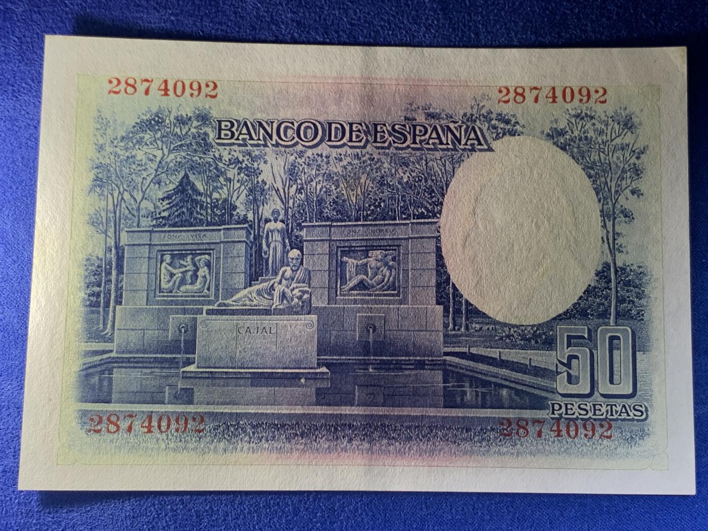 《竞宝斋》第274场- 周日，周一，周二  3场连拍 （全场包邮） 西班牙 1935 50比塞塔 纸币 细节见图