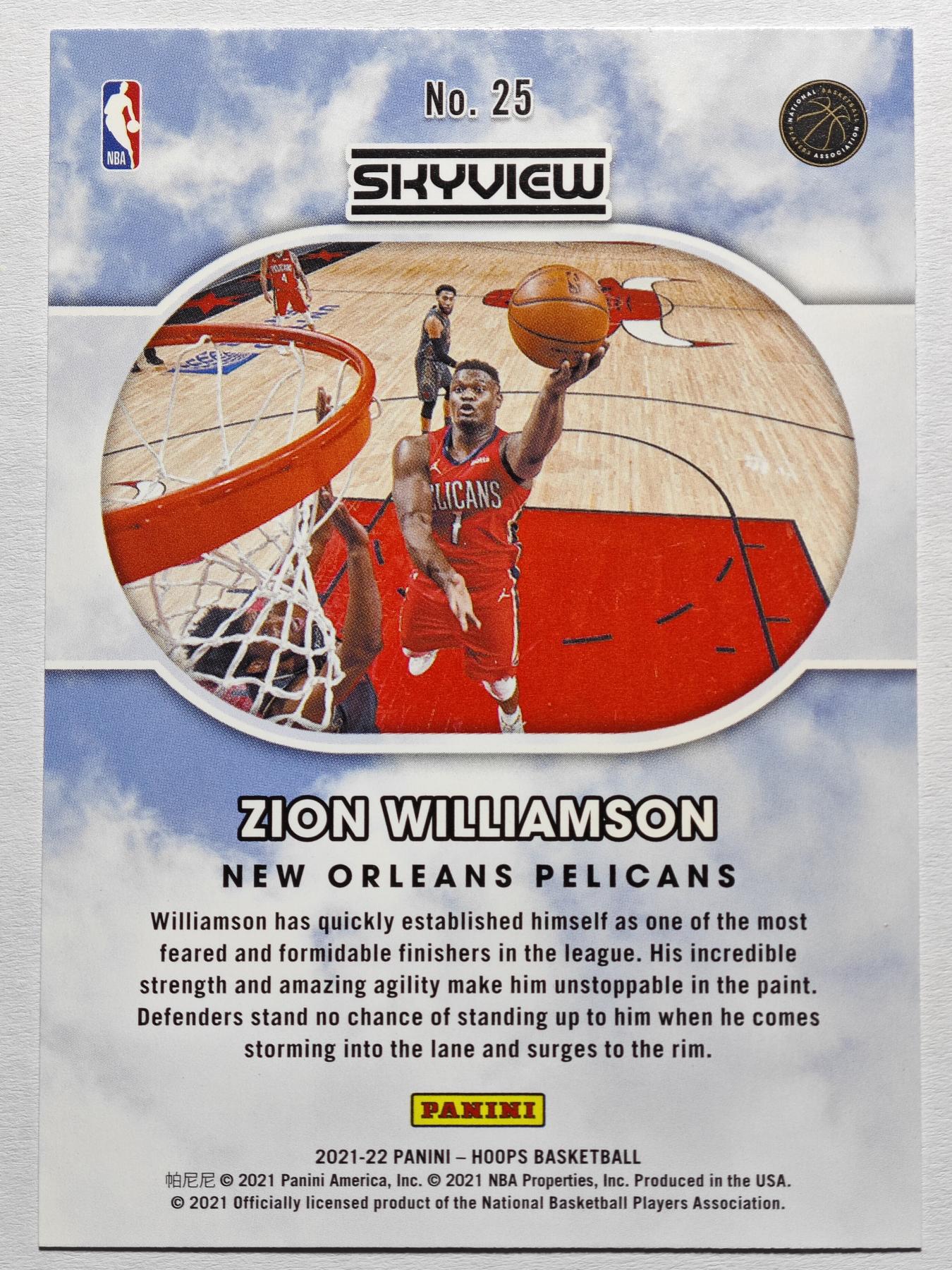 【德藏】 卡牌拍卖第13期【无每件最低收费❗️】  NBA 2021-22年 PANINI HOPPS 鹈鹕 蔡恩·威廉森 / 锡安·威廉姆森 特卡 (本卡包装为全新：卡膜、卡夹、卡夹膜)