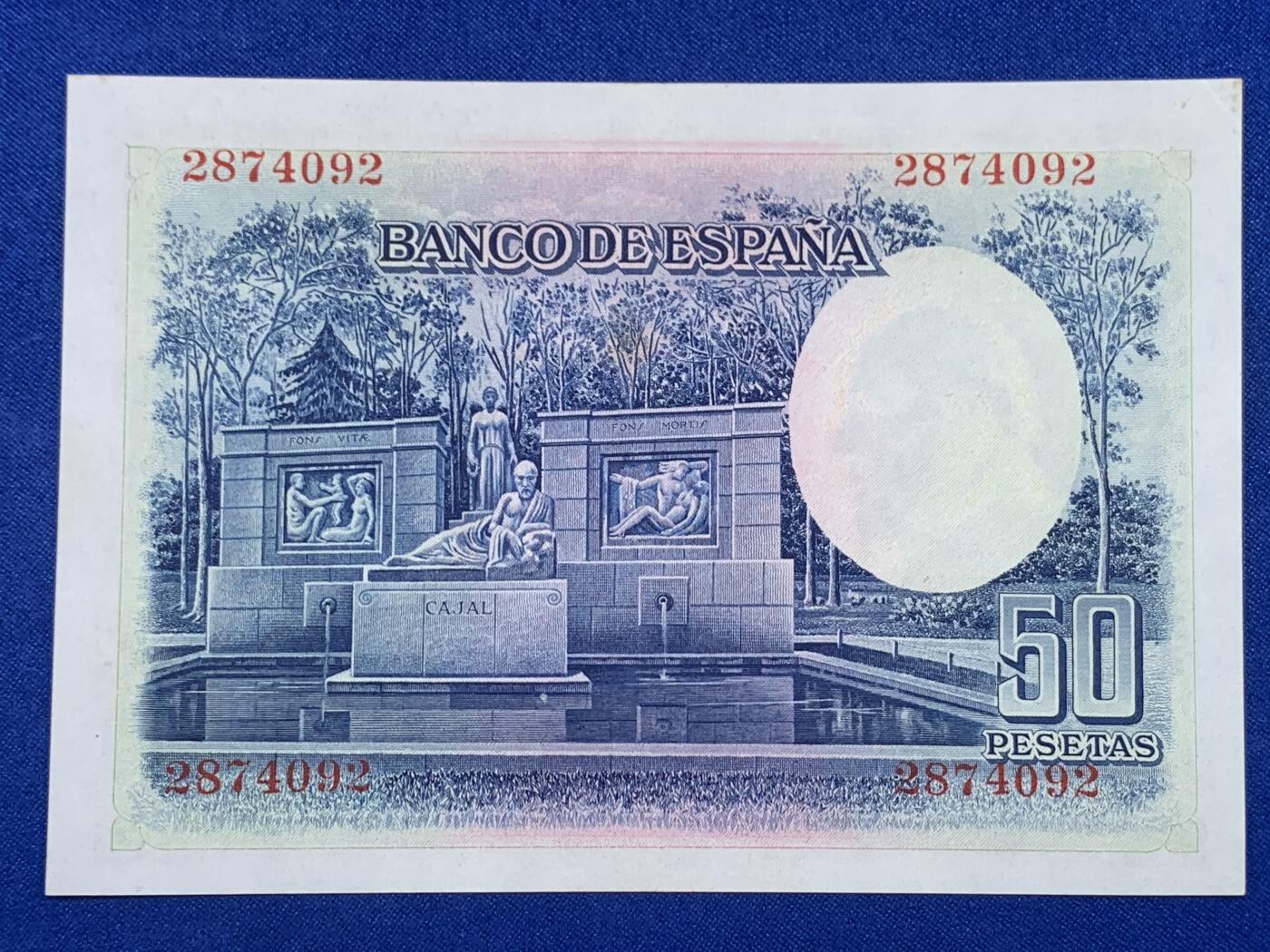 《竞宝斋》第274场- 周日，周一，周二  3场连拍 （全场包邮） 西班牙 1935 50比塞塔 纸币 细节见图