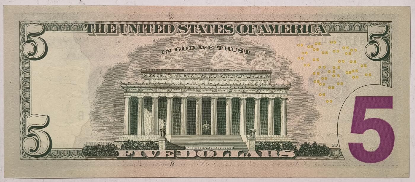 紫瑗钱币——第359期拍卖——纸币场 美国 2017年 F版 A序列 亚伯拉罕·林肯 5美元 彩色版 UNC