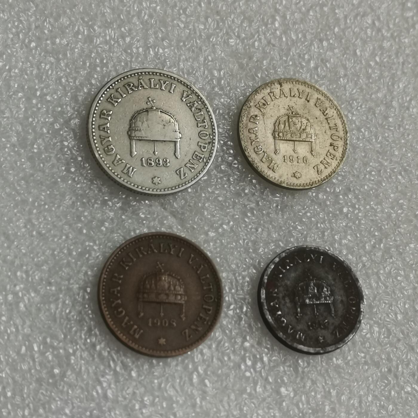 瓶子🏺第143期拍卖会  奥匈帝国 匈牙利1908-1893年  约瑟夫一世国王 皇冠币4枚