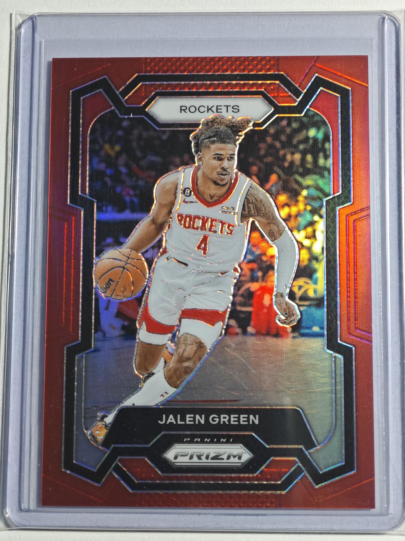 【德藏】 卡牌拍卖第13期【无每件最低收费❗️】 NBA 2023-24 PANINI PRIZM 火箭 杰伦·格林 红折 299编 (本卡包装为全新：卡膜、卡夹、卡夹膜)